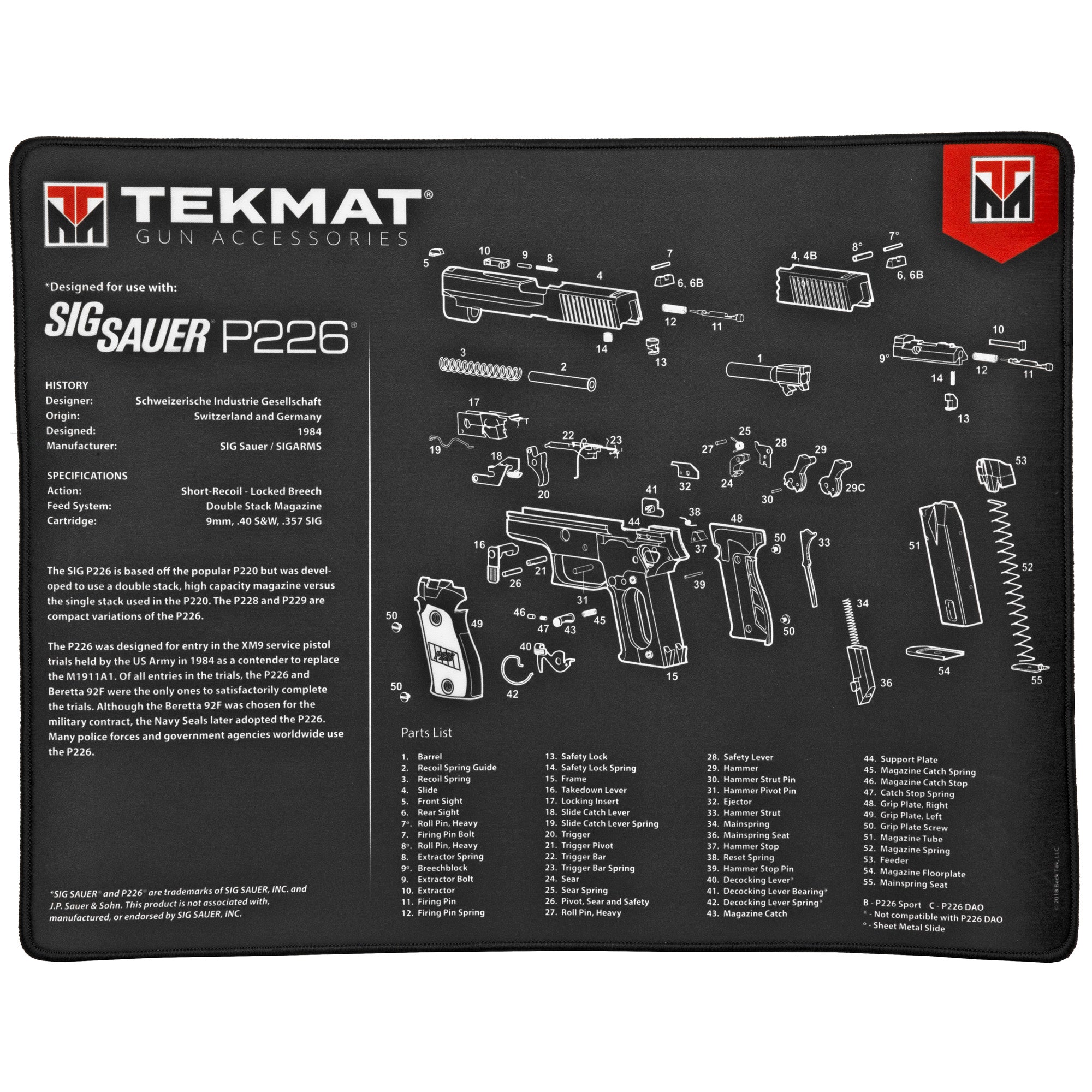 TekMat Ultra Pistol Mat for Sig P226 by TekMat – 15x20 inch with Thicker Padding and Premium Stitching