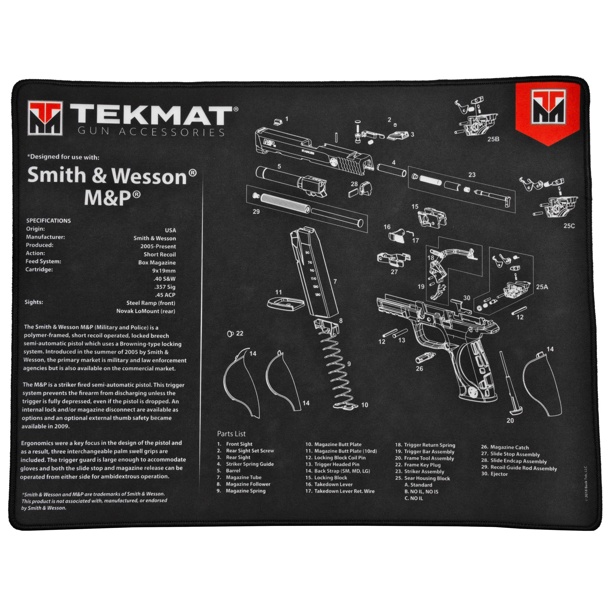 TekMat Ultra Precision Mat for Smith & Wesson M&P – 15x20 Inches