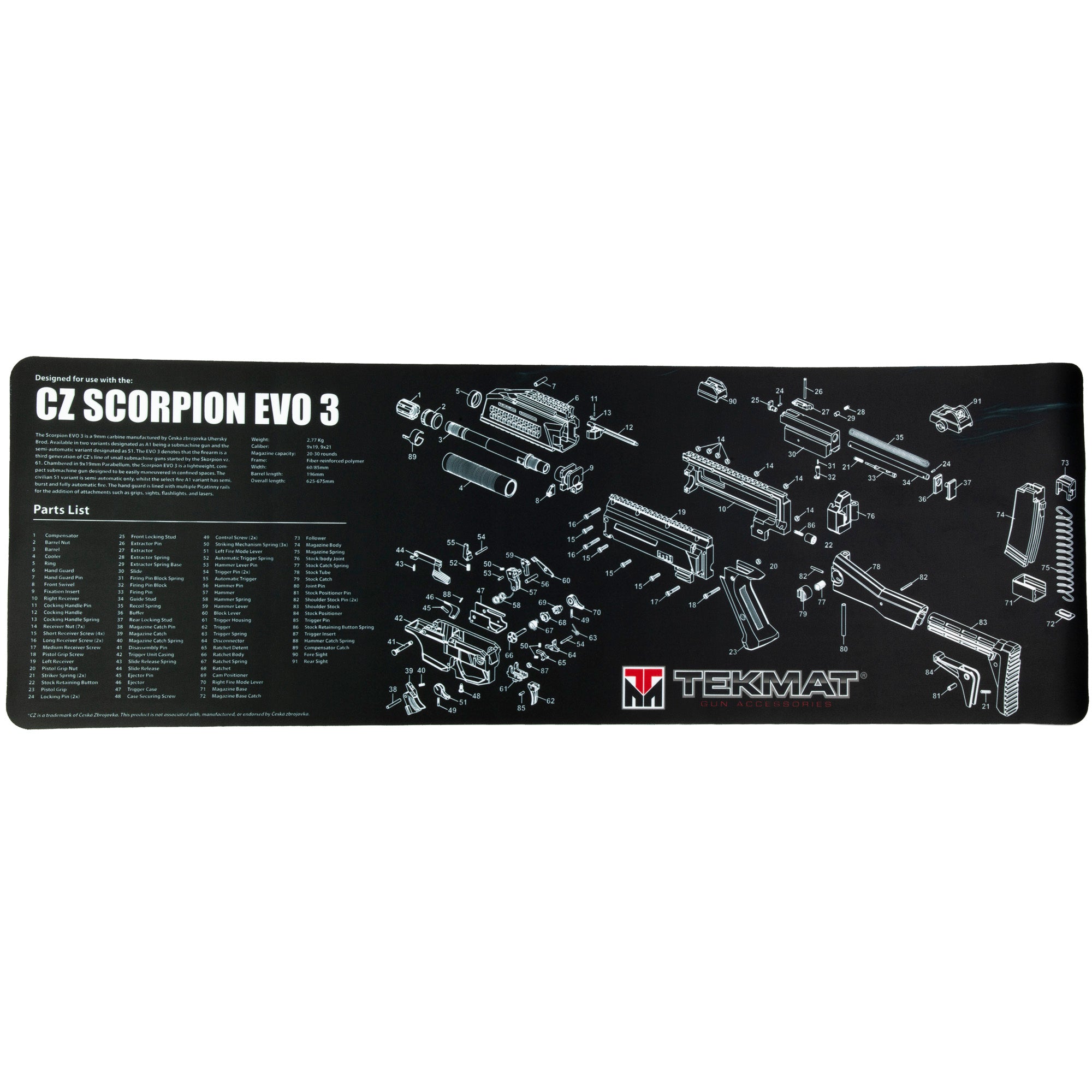 TekMat CZ Scorpion Gun Cleaning and Maintenance Mat - 12 x 36 Inches