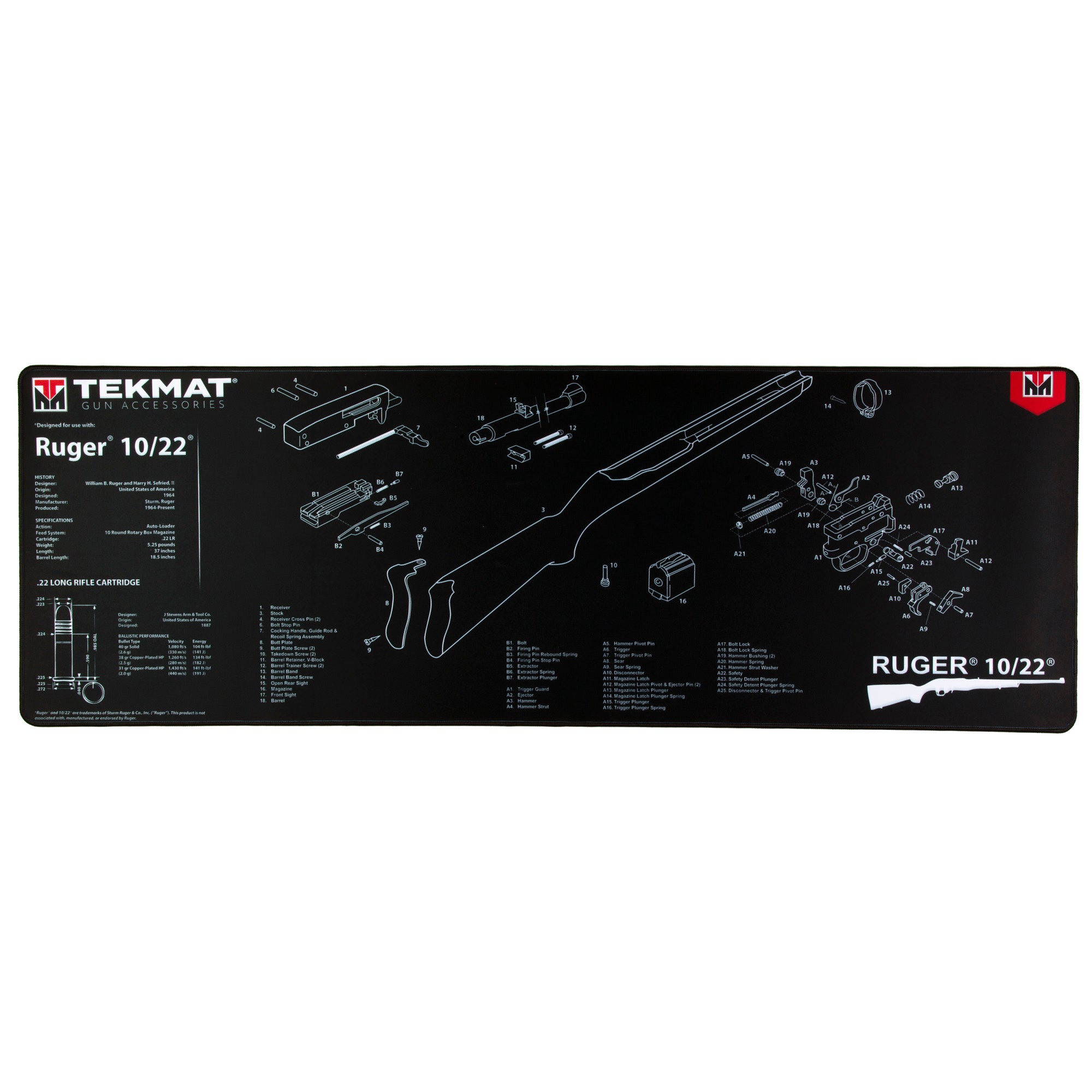 TekMat Ultra Mat for Ruger 10/22 Rifle – Gun Cleaning and Maintenance Mat with Exploded Diagram