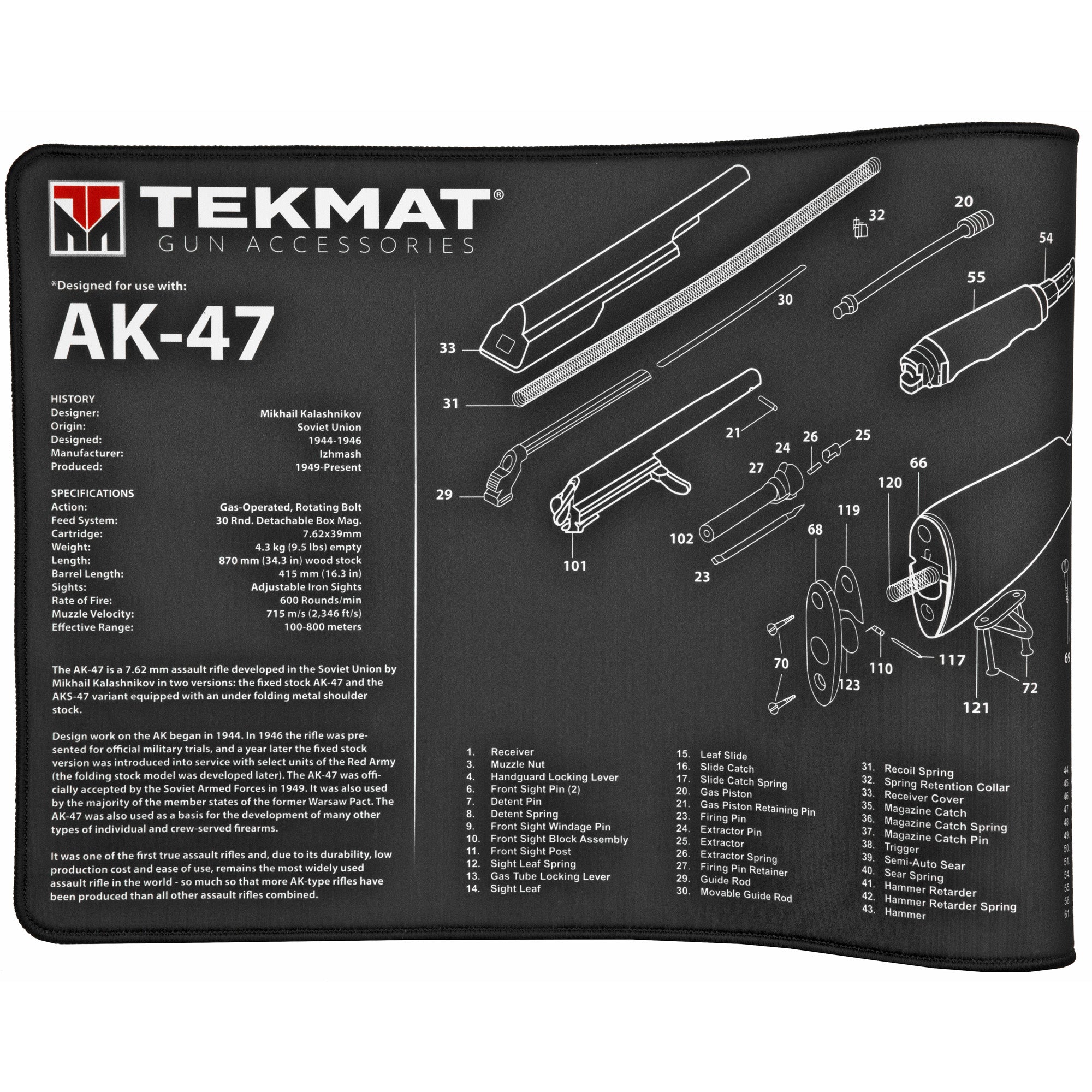 TekMat Ultra Rifle Mat for AK-47 – Extra Large 15x44 Inches with Thick Padding and Durable Surface
