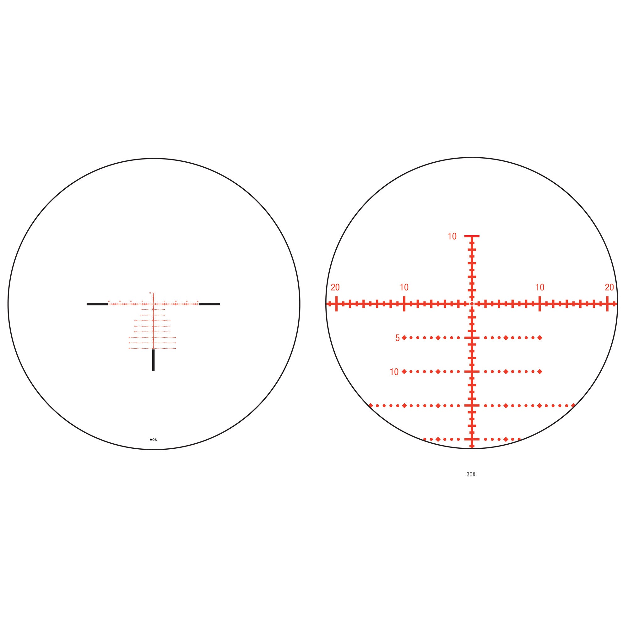 Trijicon Tenmile 4.5-30x56 FFP MOA Rifle Scope with Red/Green Illuminated Reticle