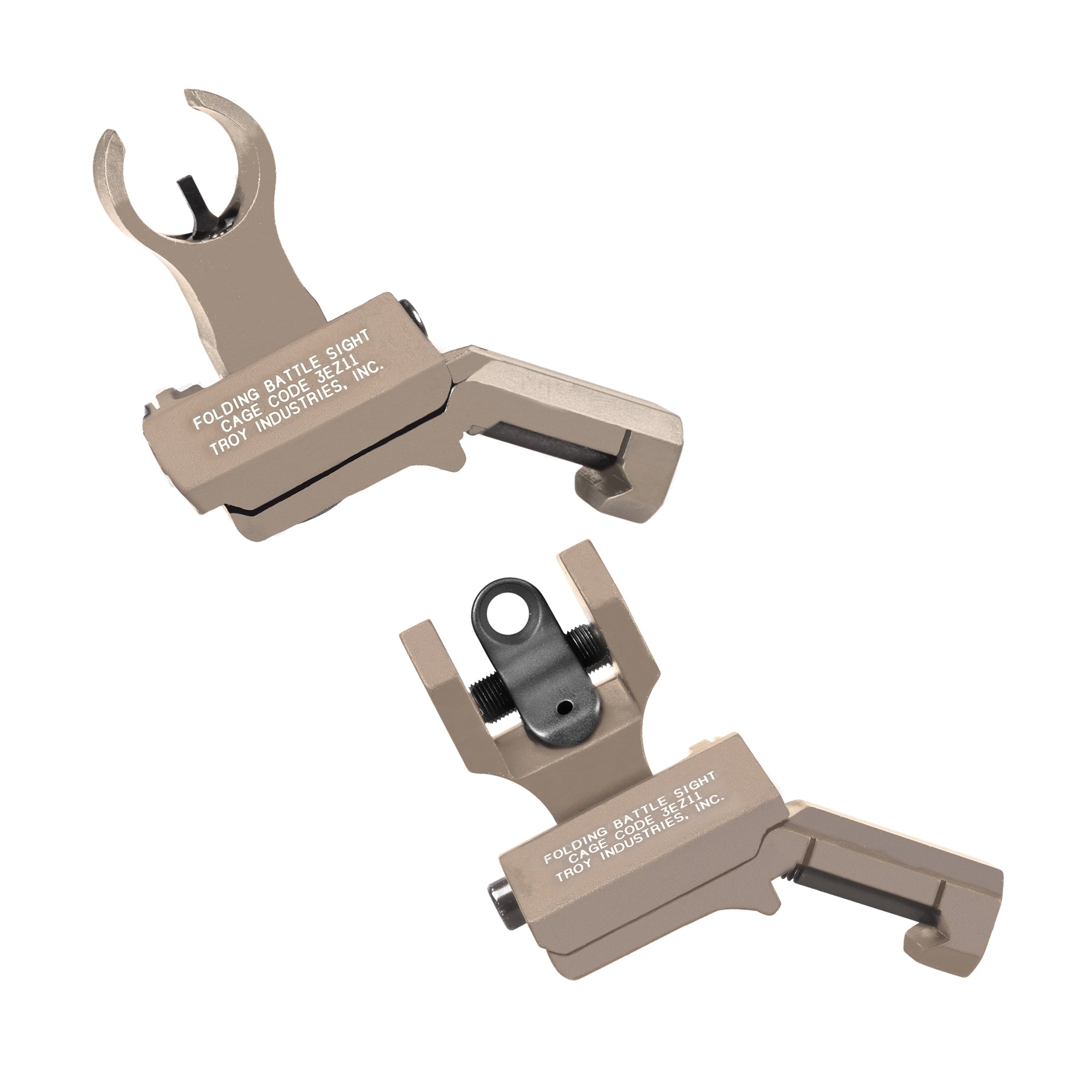 TROY Industries 45 Degree Folding BattleSight for Tactical Rifles – Flat Dark Earth