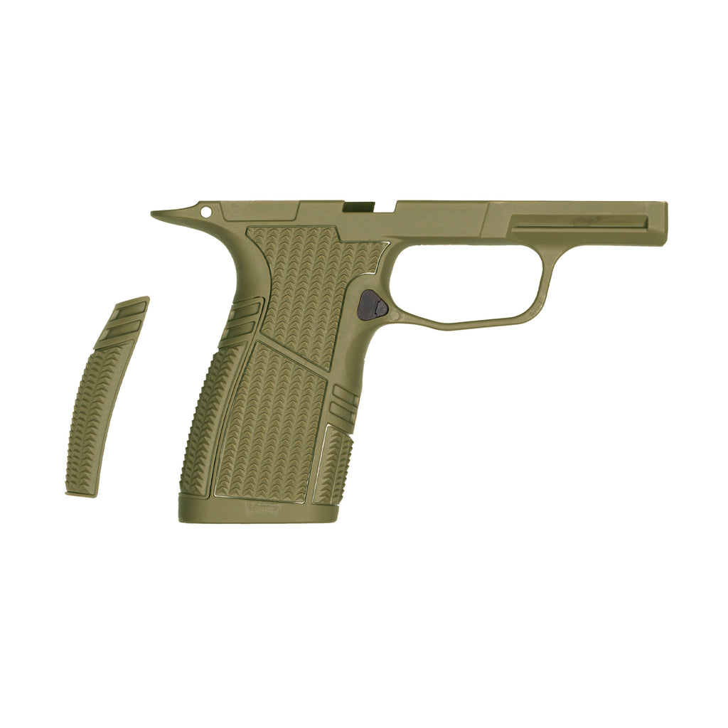 Tyrant CNC P365 Grip Module Snub Nose Version in Olive Drab Green (Part #TD-P365GRM-SNUB-OD)
