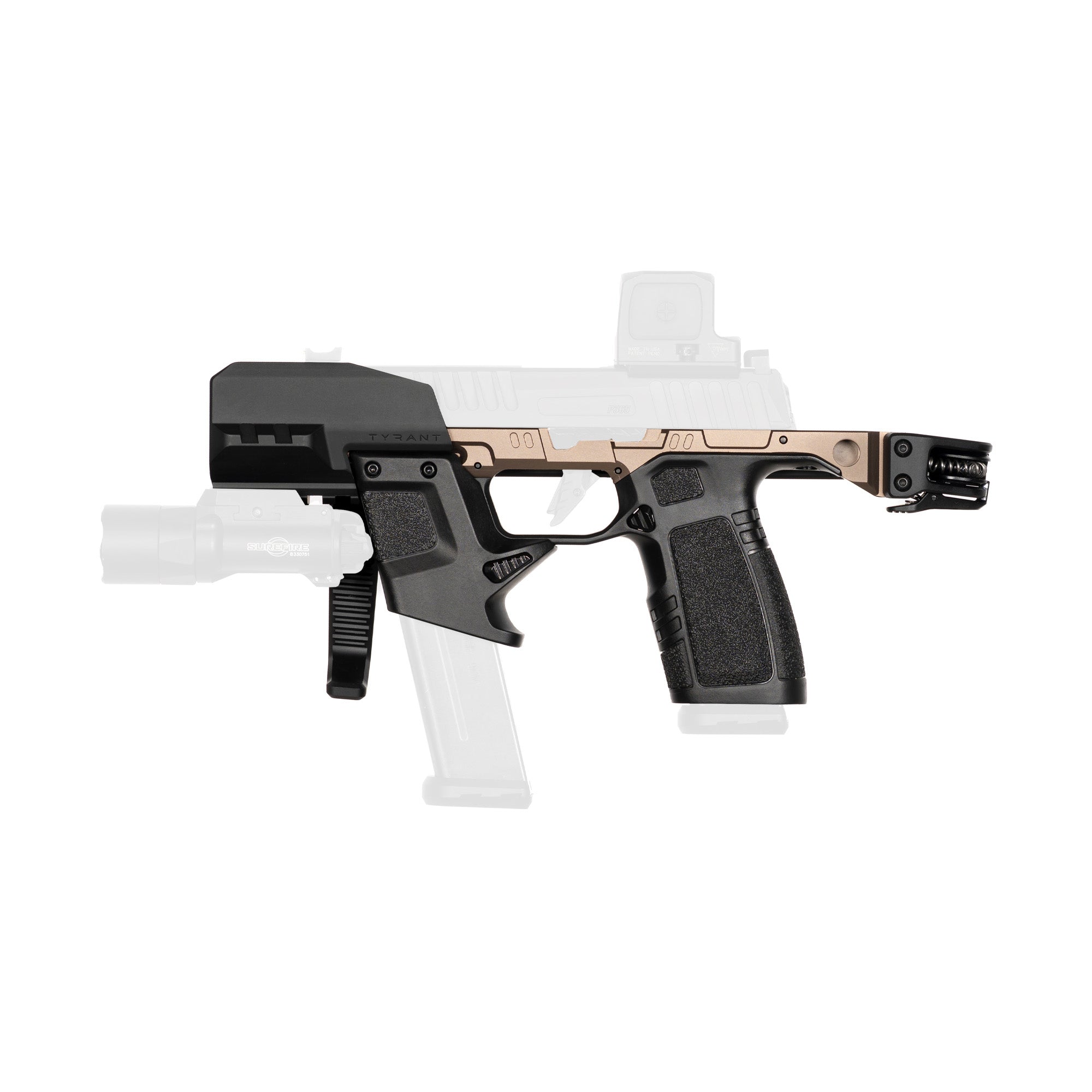 Tyrant CNC TWS Braced Chassis for Glock P365 in Bronze