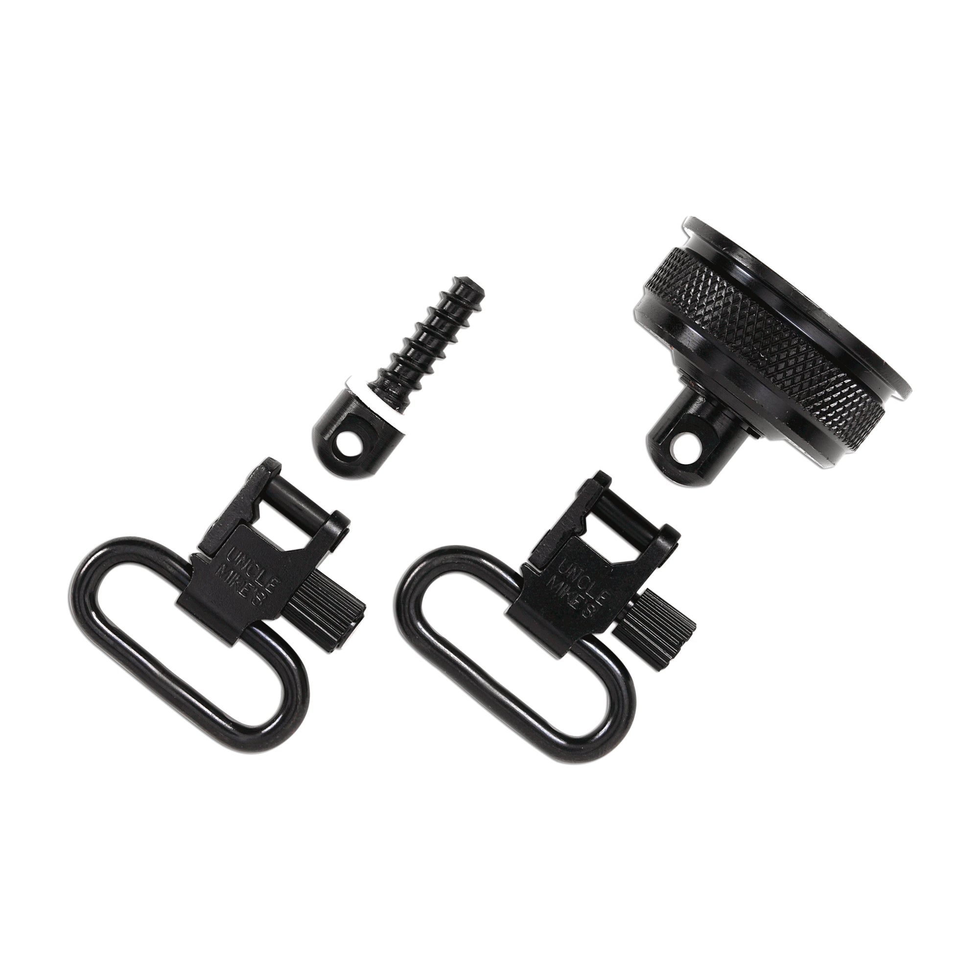 Uncle Mike's Quick Detach Magazine Cap and Swivel Set for Remington 870 – Black