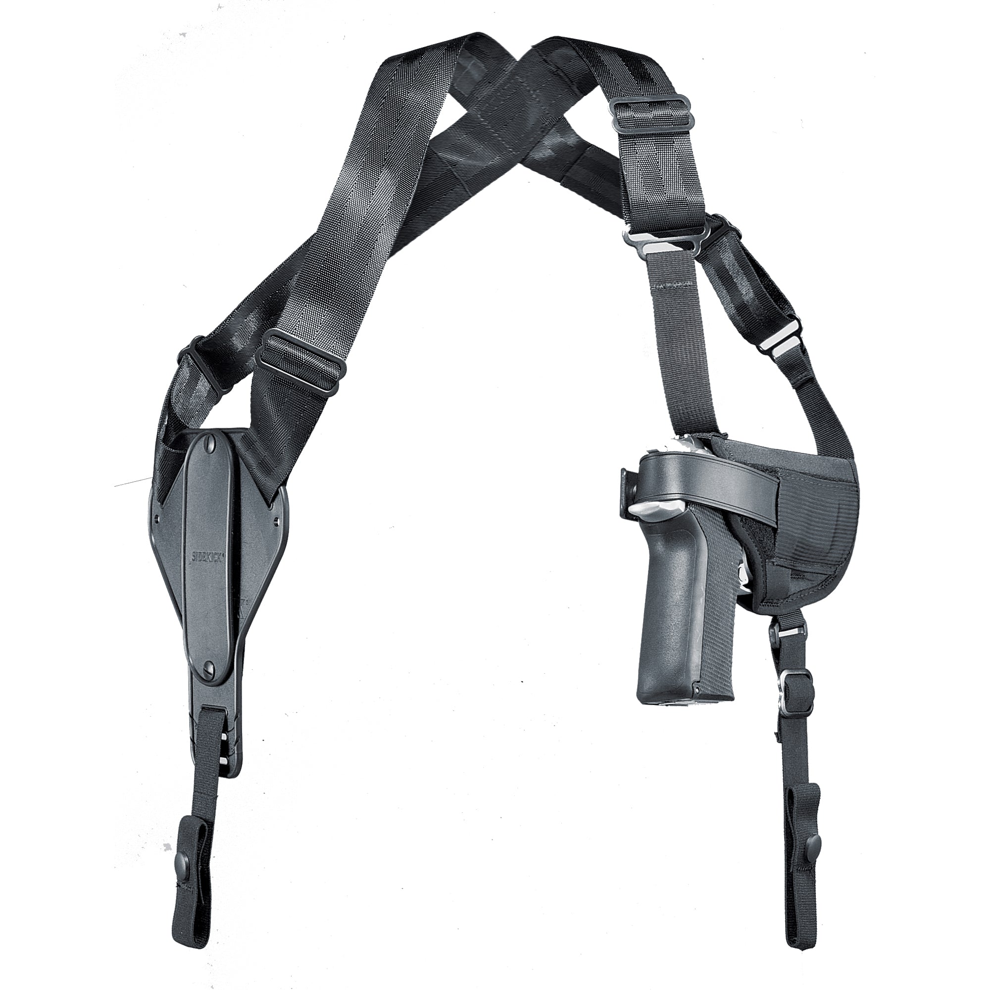 Uncle Mike's Pro-Pak Cross Harness Horizontal Shoulder Holster for 5-Inch Barrel Pistols - Ambidextrous, Black Cordura