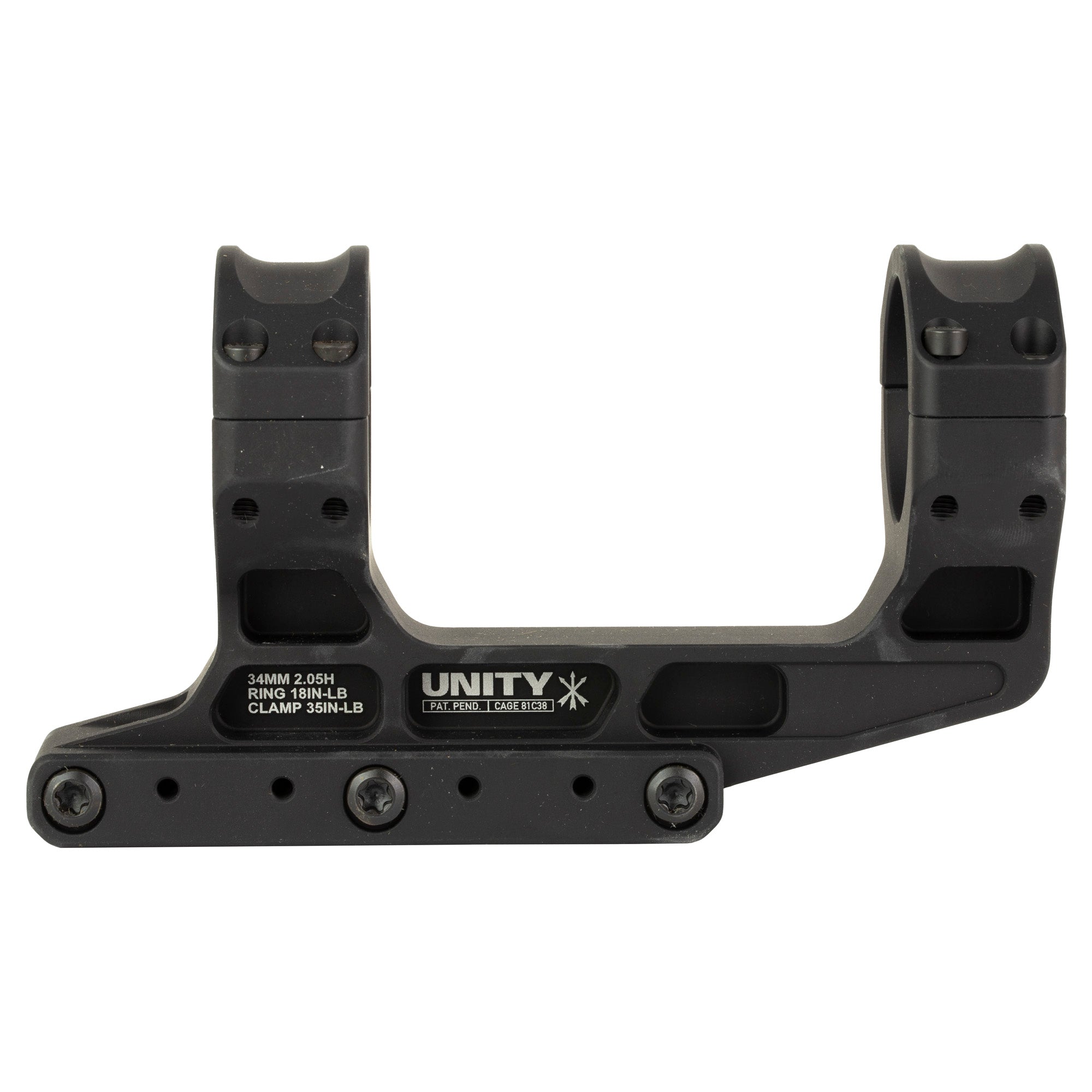 Unity Tactical FAST LPVO 34mm Mount – Black, Part Number FST-S34205B