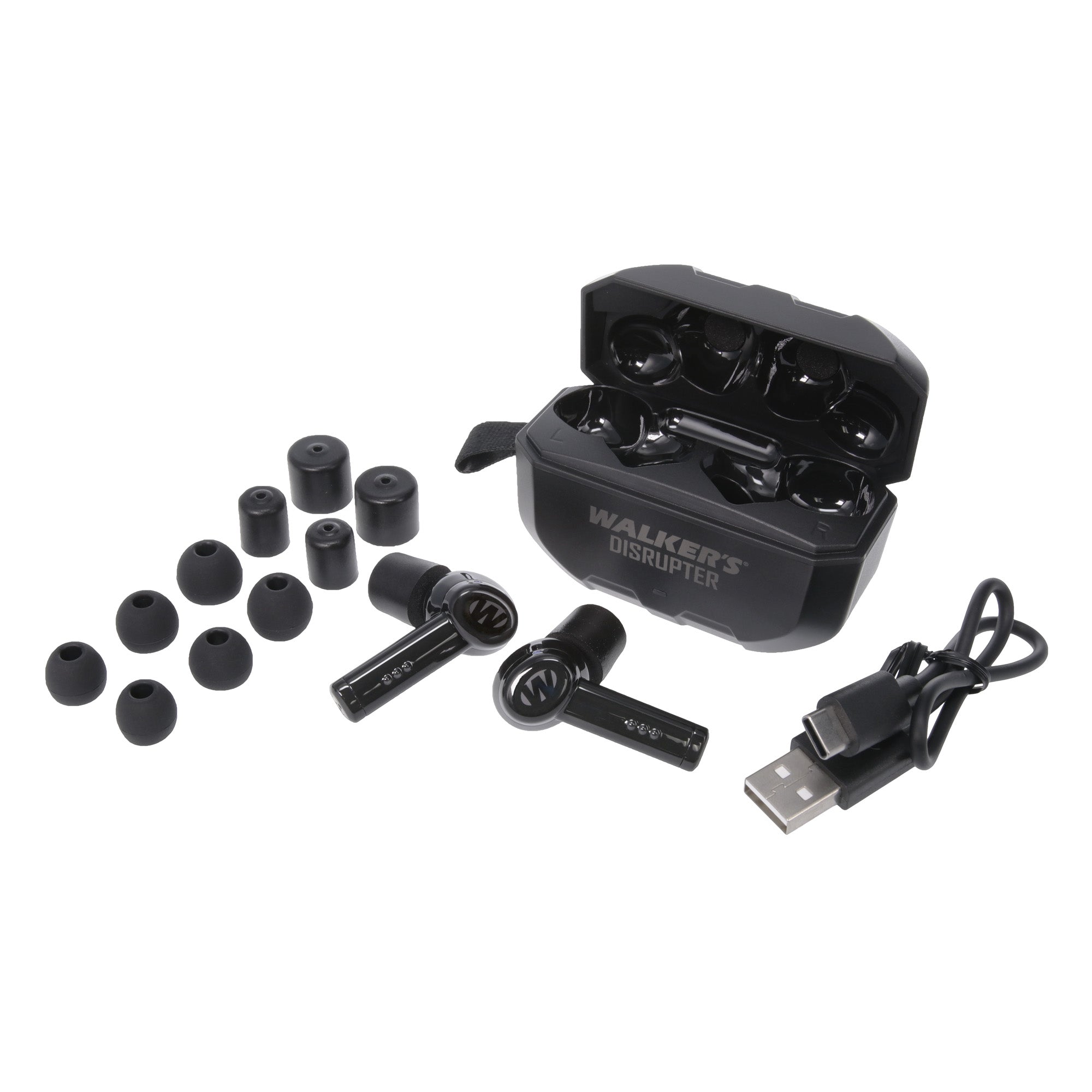 Walker's Disrupter Electronic Earmuff with Bluetooth Noise Protection and Sound Enhancement in Black