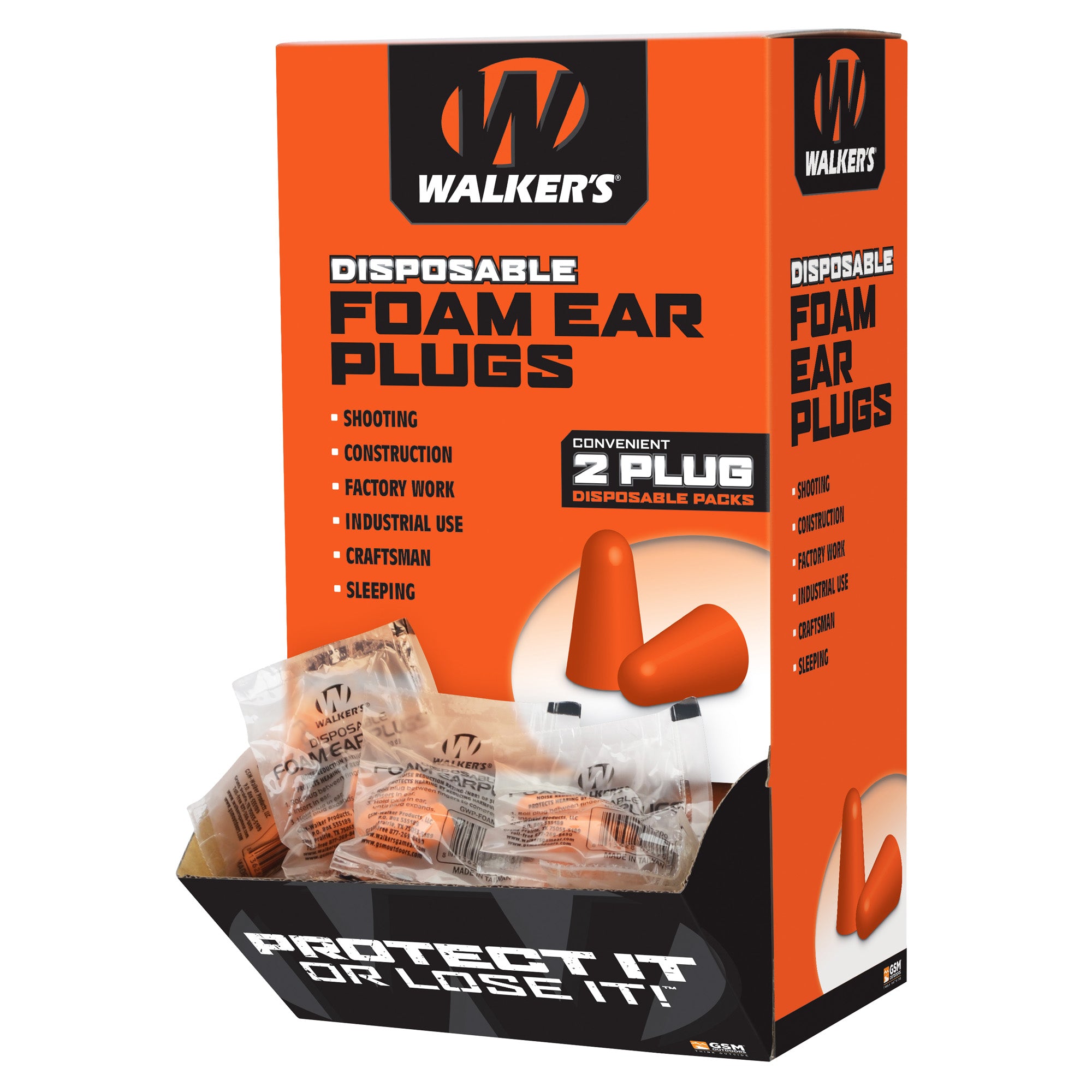 Walker's Foam Ear Plugs 200-Pack - High-Protection Hearing Safety with Comfortable Foam Design