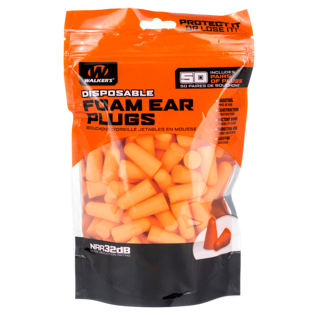 Walker's Foam Ear Plugs 50-Pack - Comfortable Hearing Protection for Shooting and Hunting