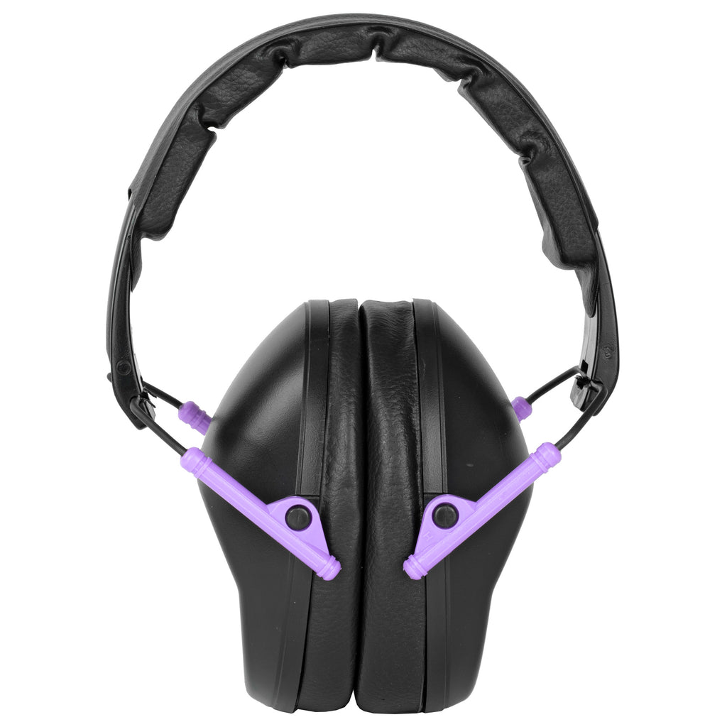 Walker's Pro Flding Muff Black and Purple Passive Ear Muffs – Hearing Protection for Shooting and Hunting