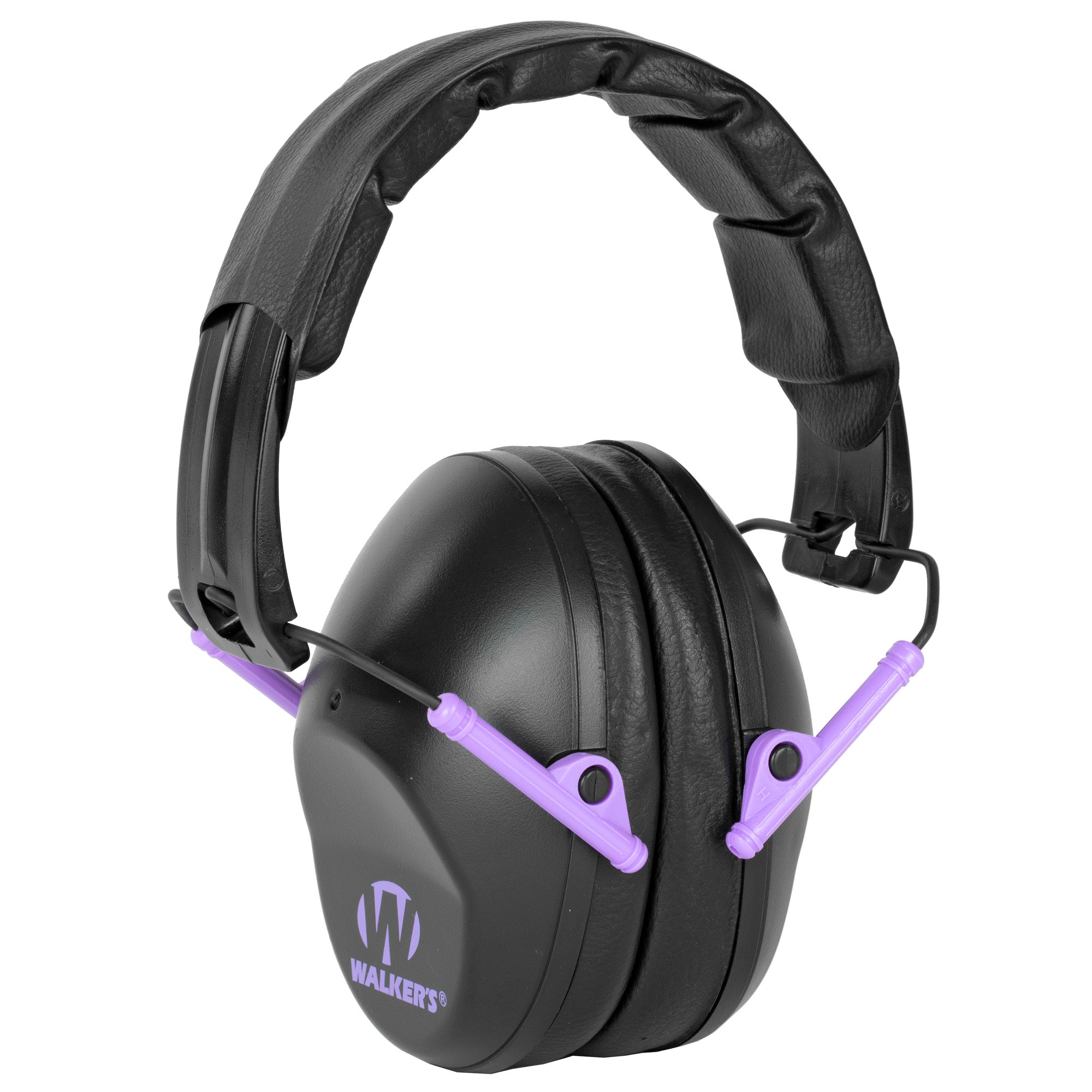 Walker's Pro Flding Muff Black and Purple Passive Ear Muffs – Hearing Protection for Shooting and Hunting