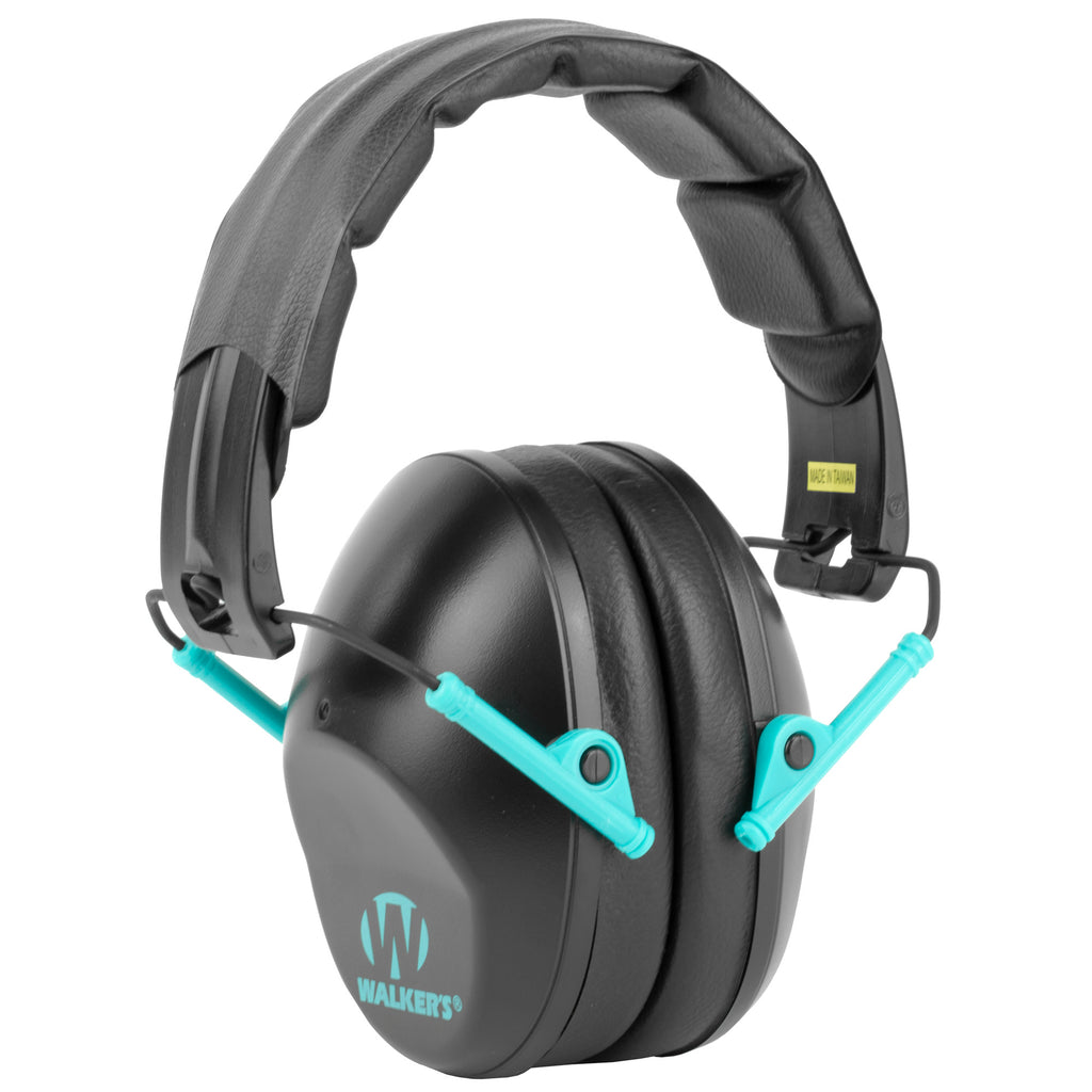 Walker's GWP-FPM1-BKTL Passive Earmuffs in Black and Teal for Shooting Safety