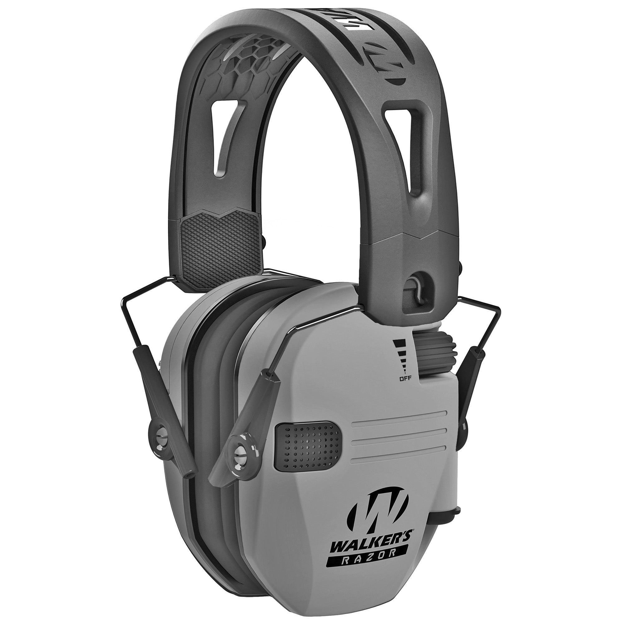 Walker's Razor Tacti-Grip Electronic Earmuffs in Battleship Gray (Part Number: GWP-RSEMRH-BGY)