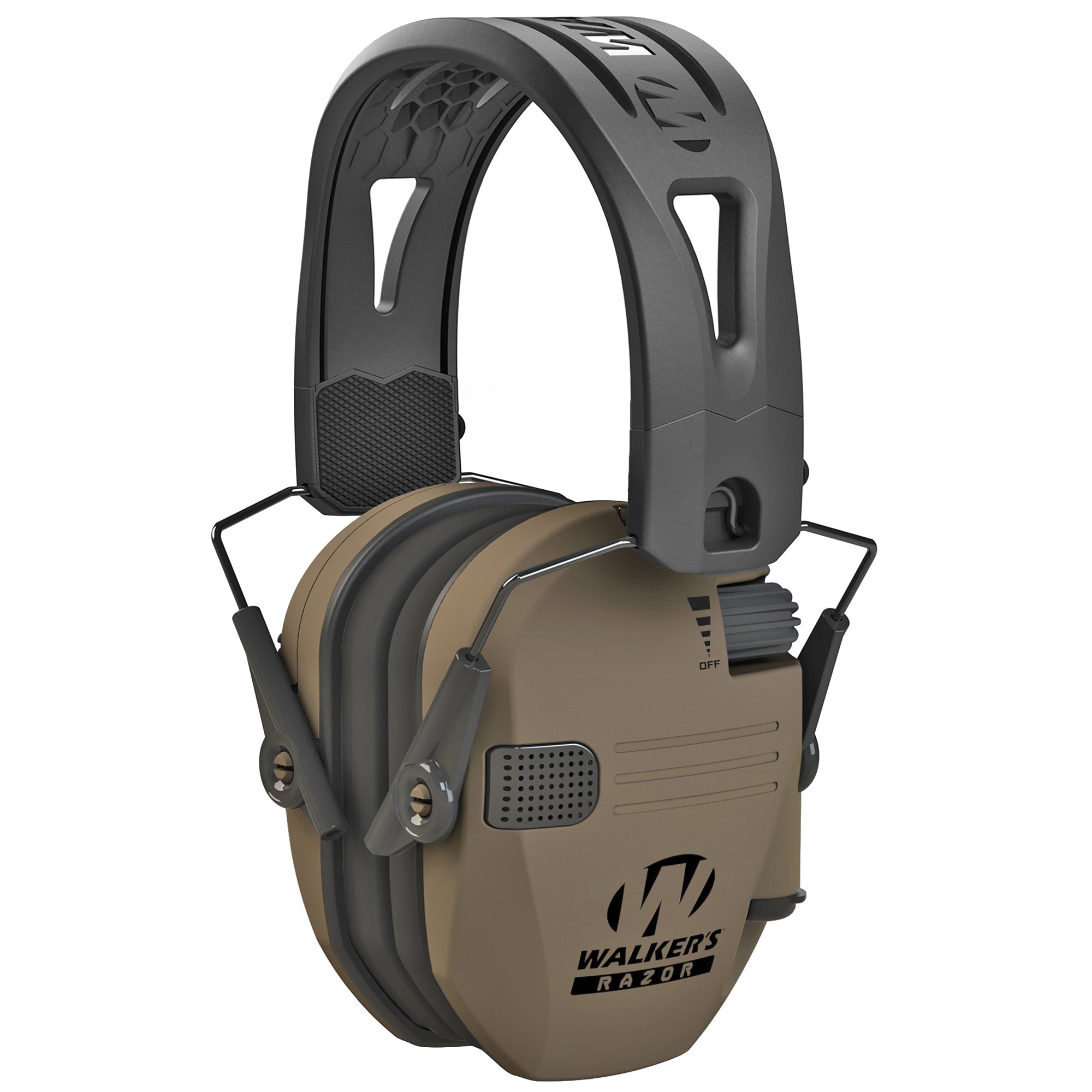 Walker's Razor Tacti-Grip FDE Electronic Earmuffs with HD Speakers and Slip-Free Headband