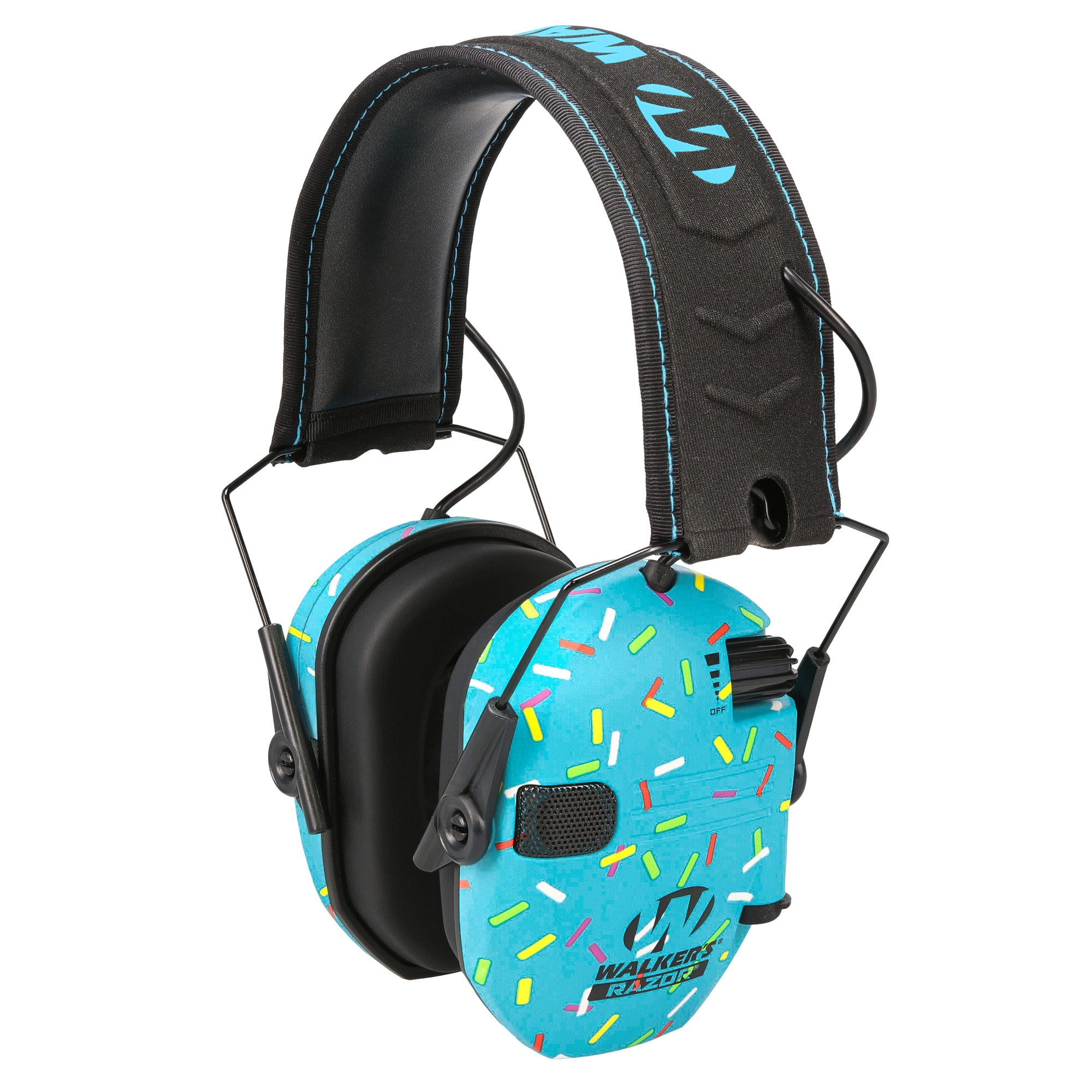 Walker's Razor Slim Electronic Earmuff - Blue, Model GWP-RSEM-SPRNKBL