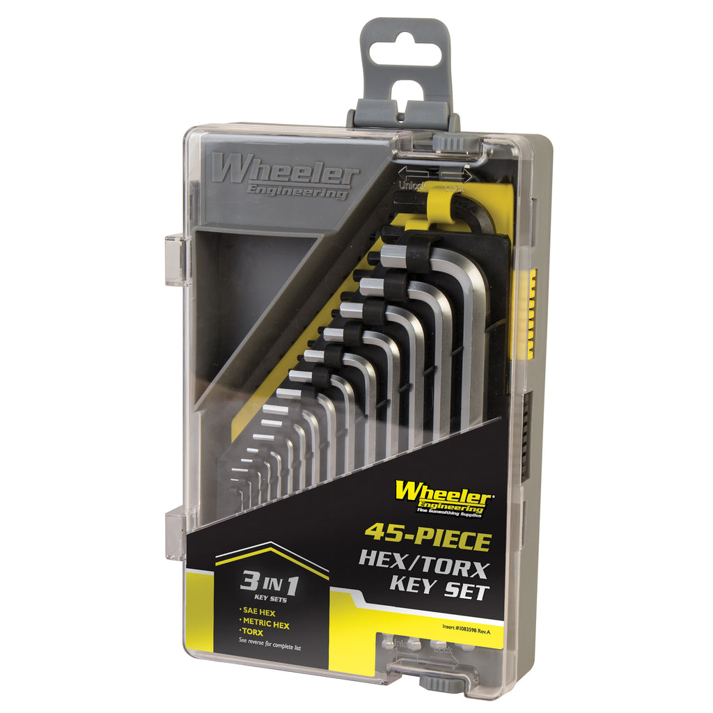 Wheeler 45-Piece Gunsmith Key Set with SAE, Metric Hex, and Torx Keys