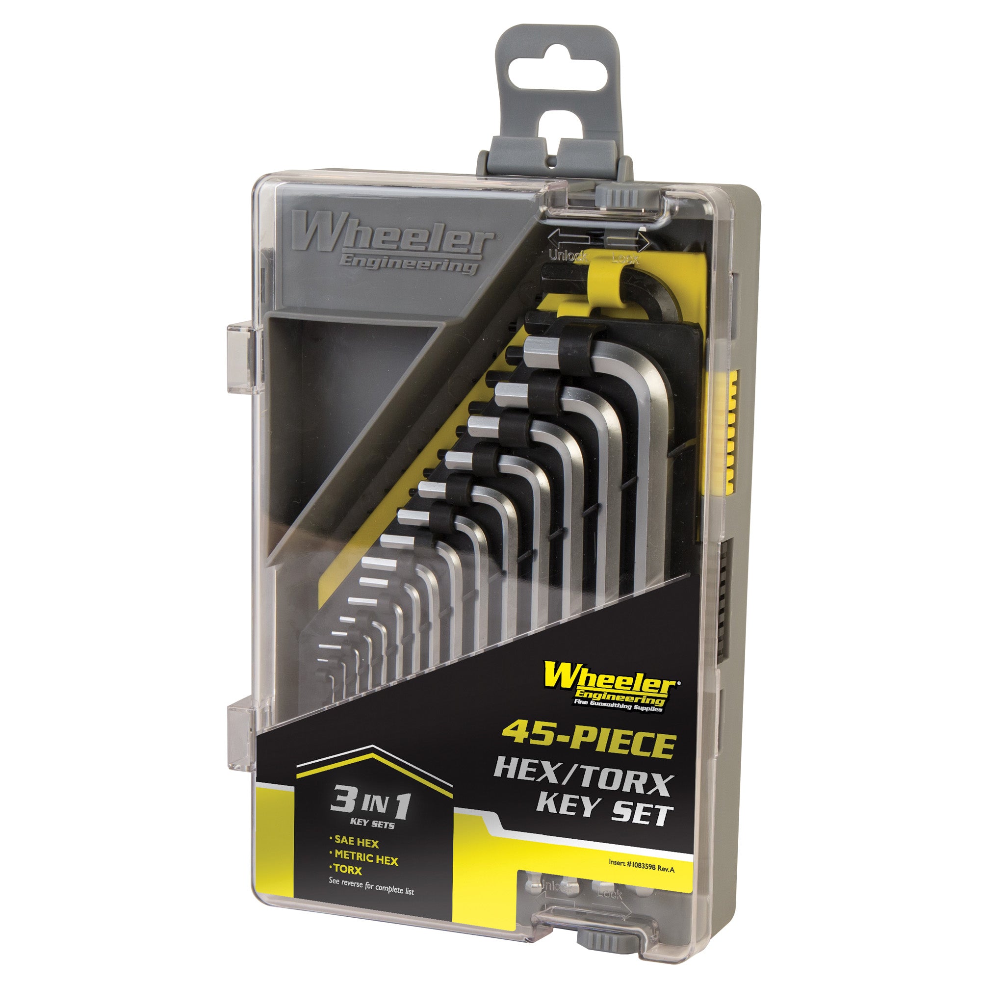 Wheeler 45-Piece Gunsmith Key Set with SAE, Metric Hex, and Torx Keys
