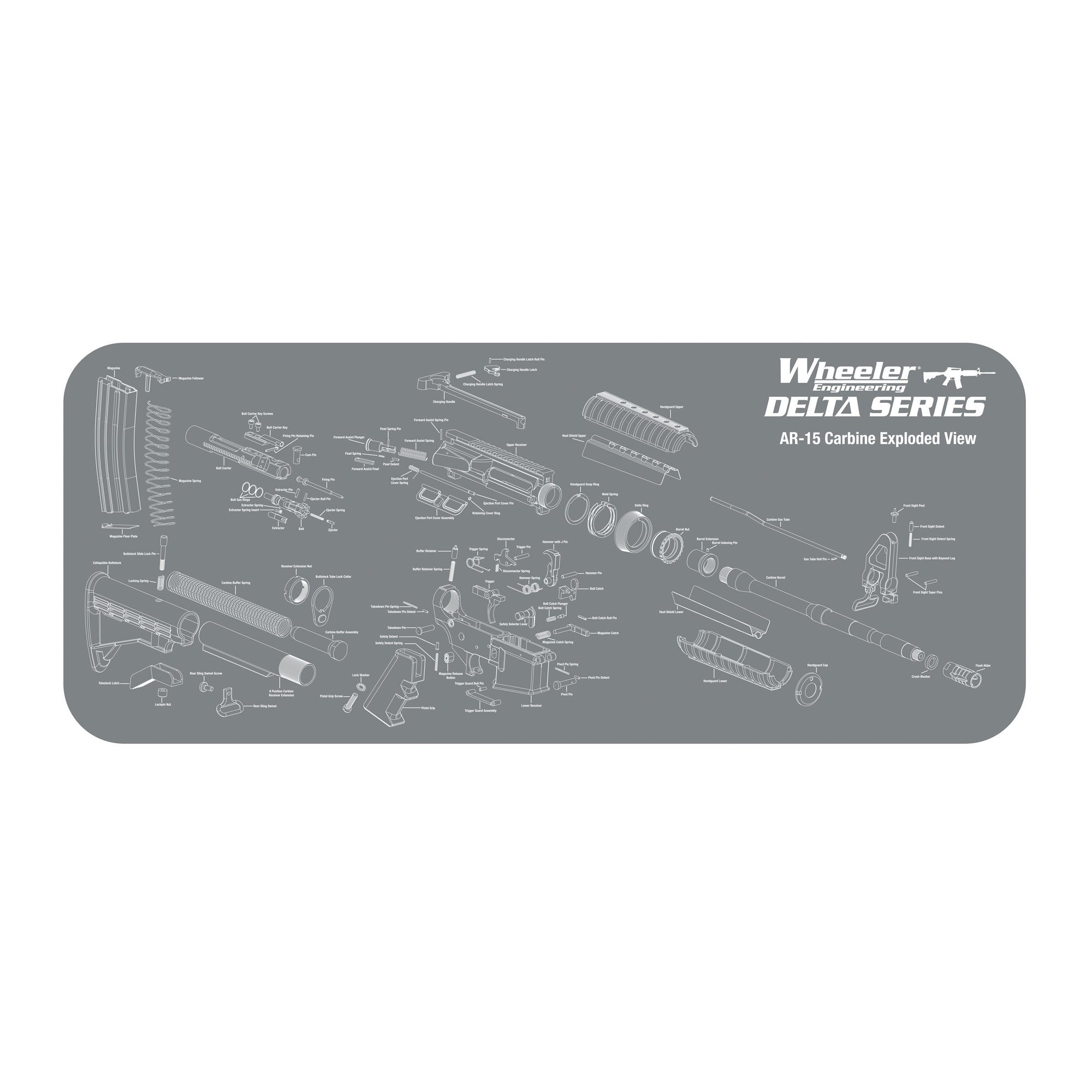 Wheeler AR-15 Maintenance Mat with Parts Diagram and Non-Marring Surface