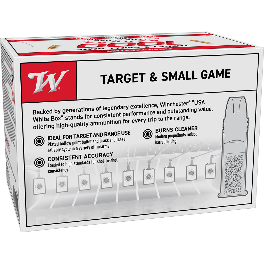 Winchester Ammunition USA White Box .22 LR 36 Grain Hollow Point - 1,000 Rounds