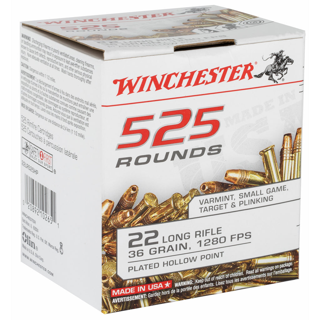 Winchester Ammunition USA .22 LR 36-Grain Hollow Point Ammunition, 525 Rounds per Box