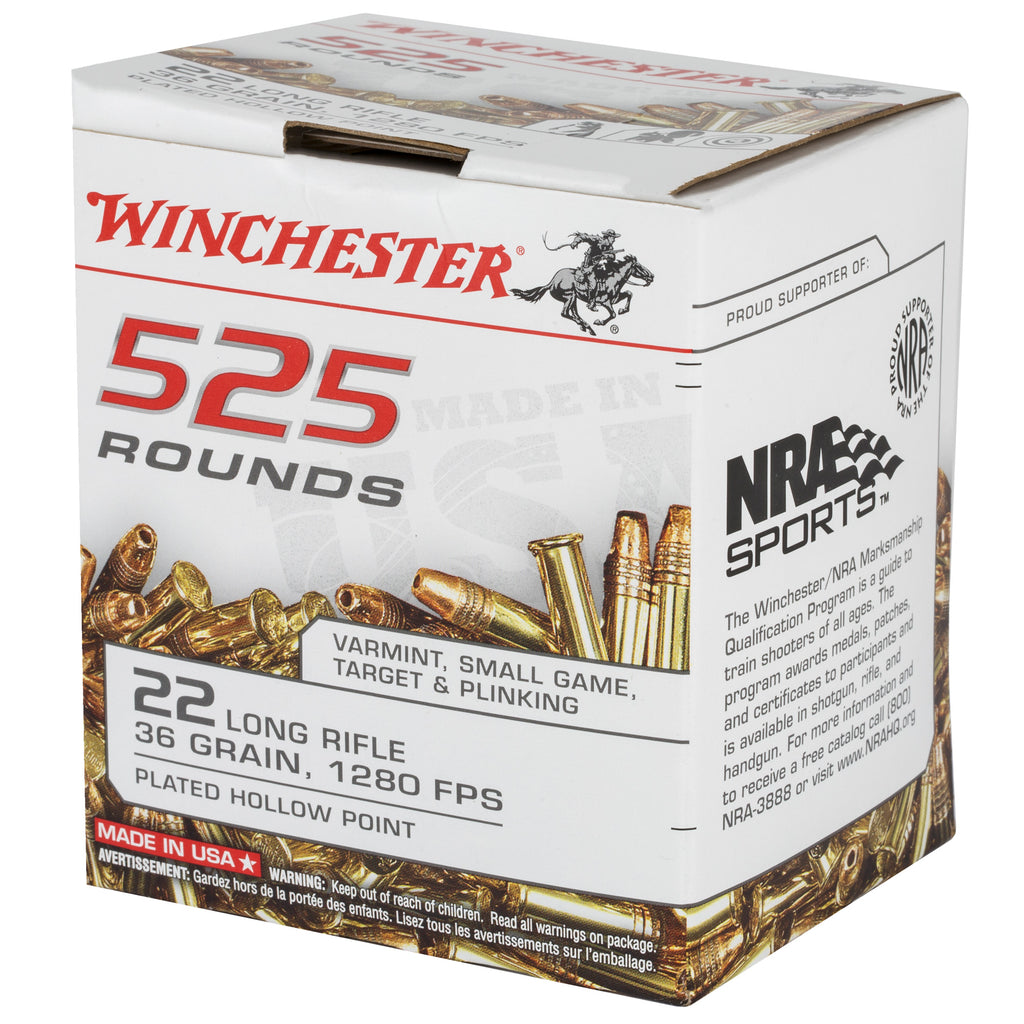 Winchester Ammunition USA .22 LR 36-Grain Hollow Point Ammunition, 525 Rounds per Box
