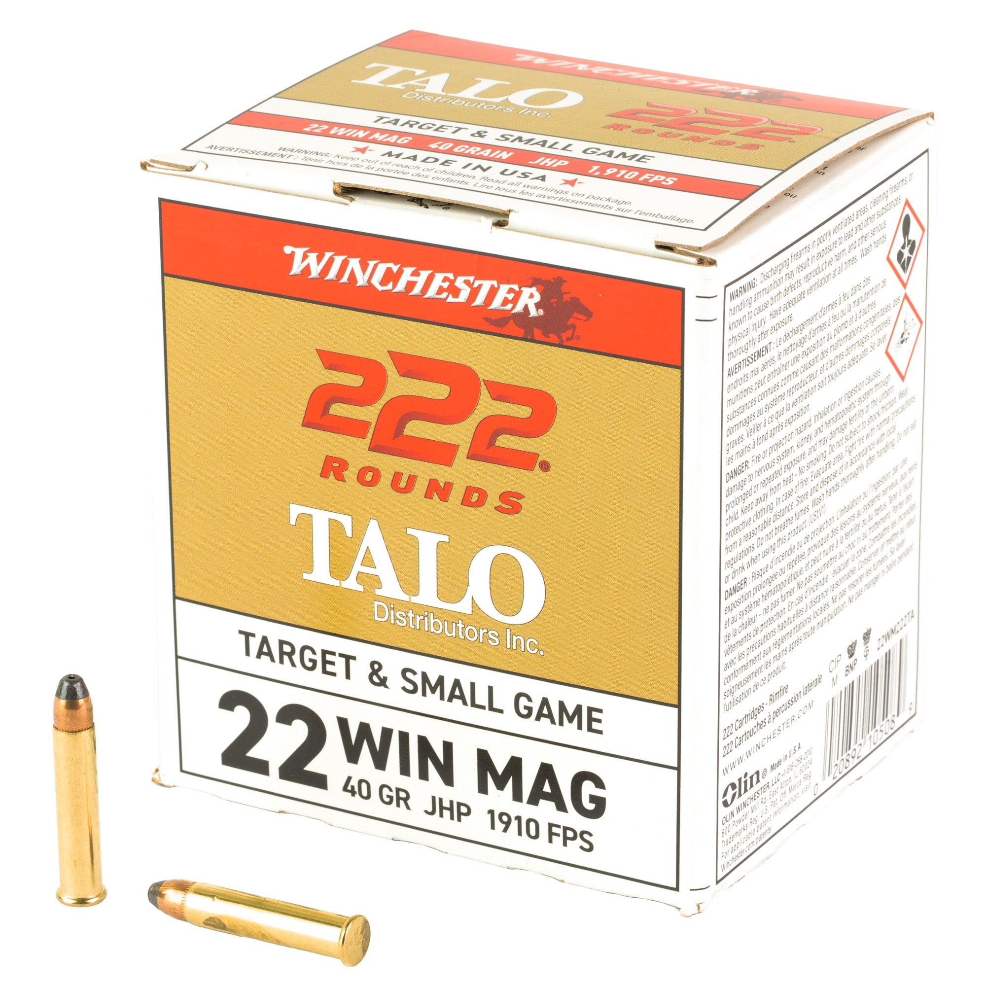 Winchester Ammunition TALO .22 WMR Hollow Point 40 Grain - Pack of 222 Rounds