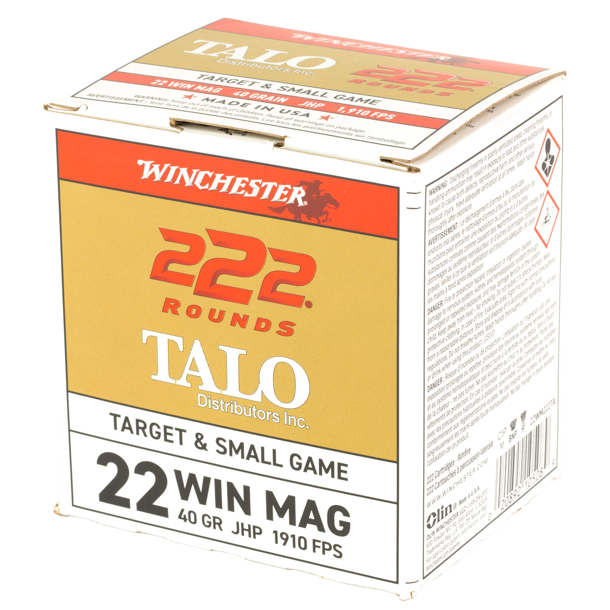 Winchester Ammunition TALO .22 WMR Hollow Point 40 Grain - Pack of 222 Rounds
