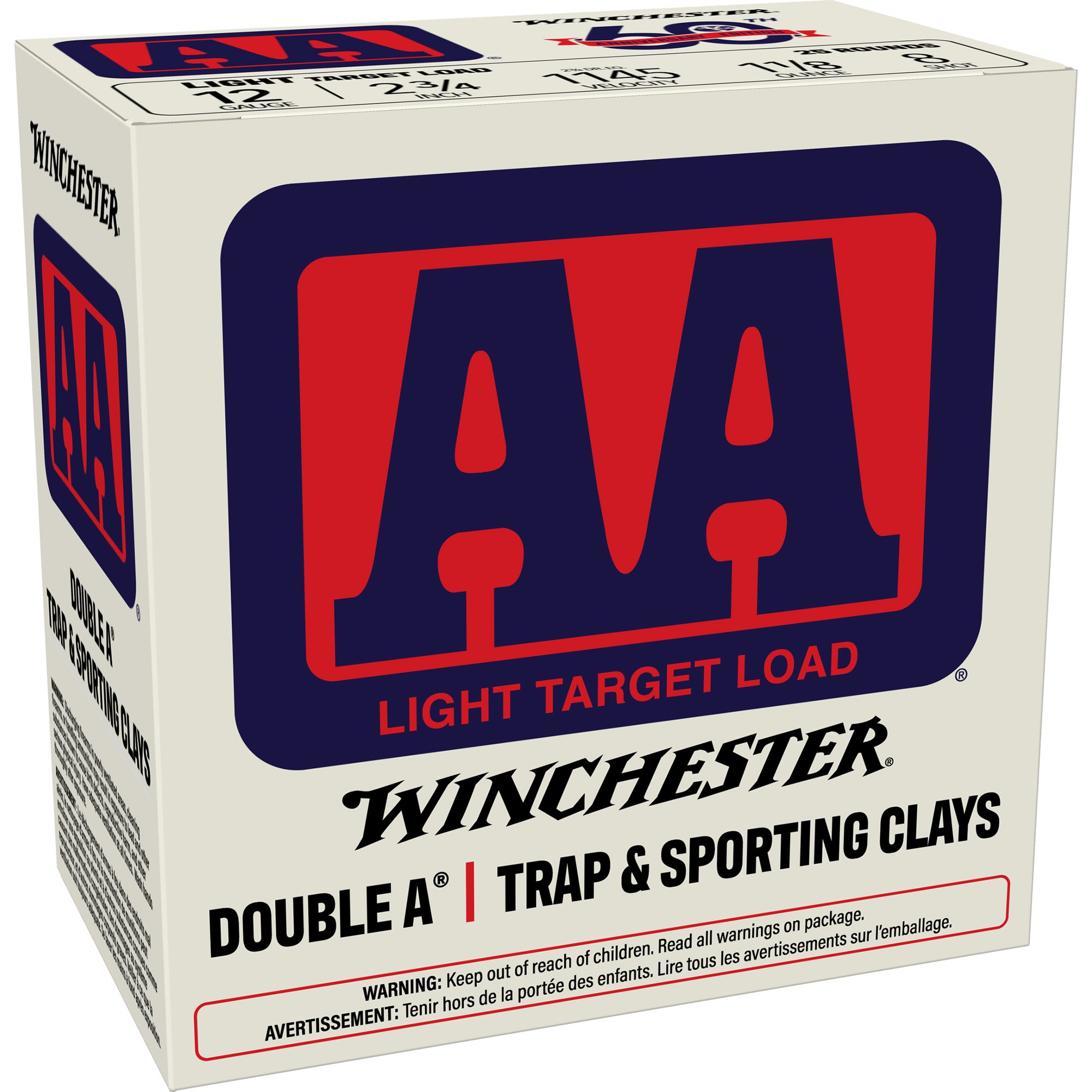 Winchester Ammunition AA 12 Gauge 2.75 inch #8 Shotshells – 1 1/8 oz, 10 Rounds per Box, 60 per Case