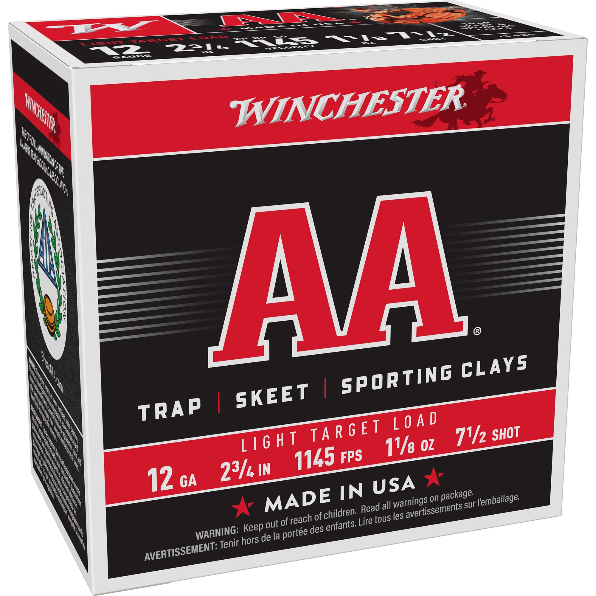 Winchester Ammunition AA Target 12 Gauge Shotshells - 1 1/8 oz, #8 Shot, 25 Rounds per Box