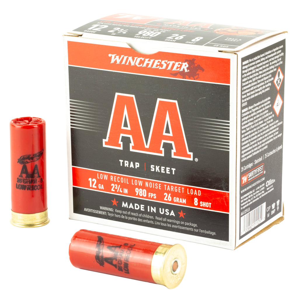 Winchester Ammunition AA 12 Gauge 2.75 inch #8 Shotshells, 25 Rounds per Box