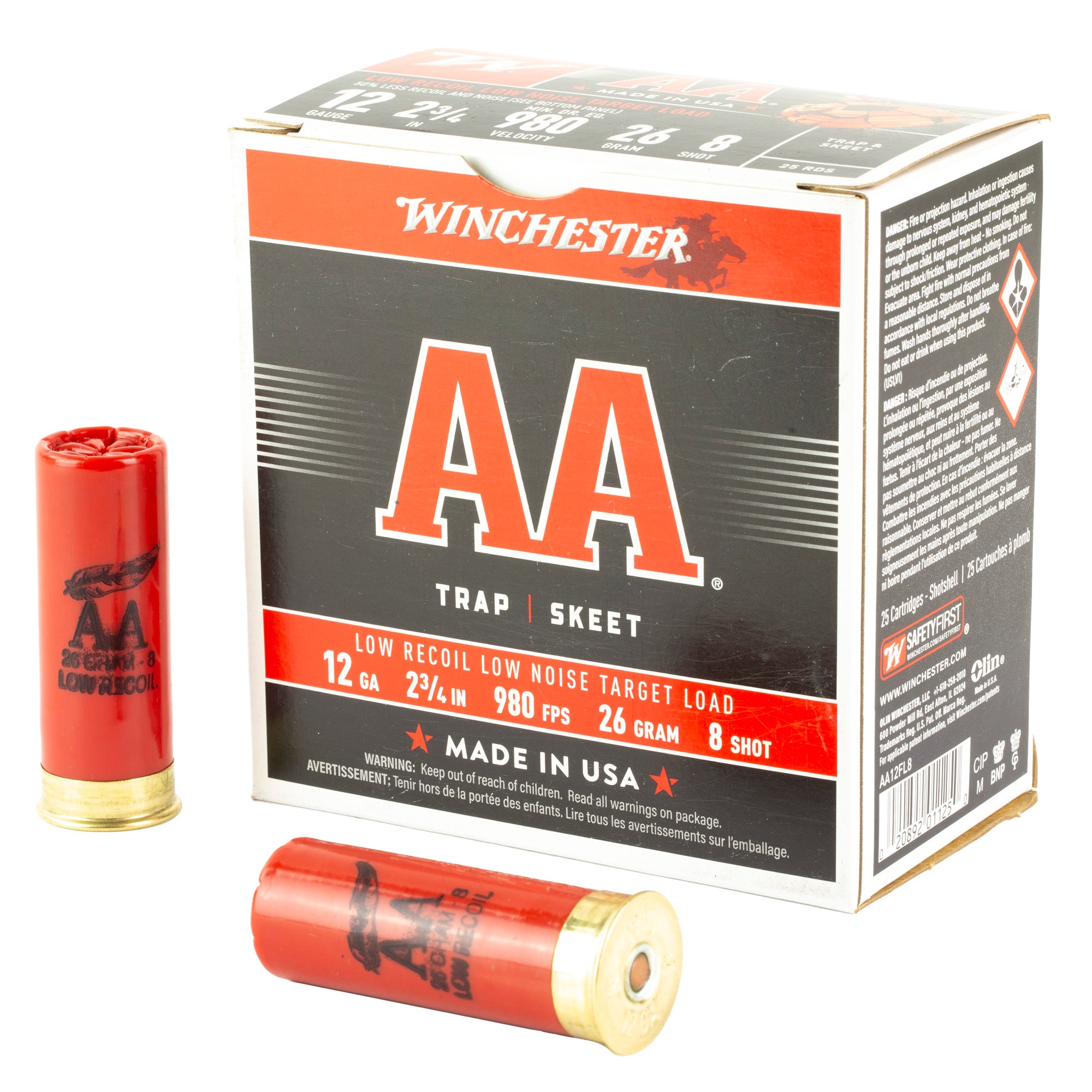 Winchester Ammunition AA 12 Gauge 2.75 inch #8 Shotshells, 25 Rounds per Box