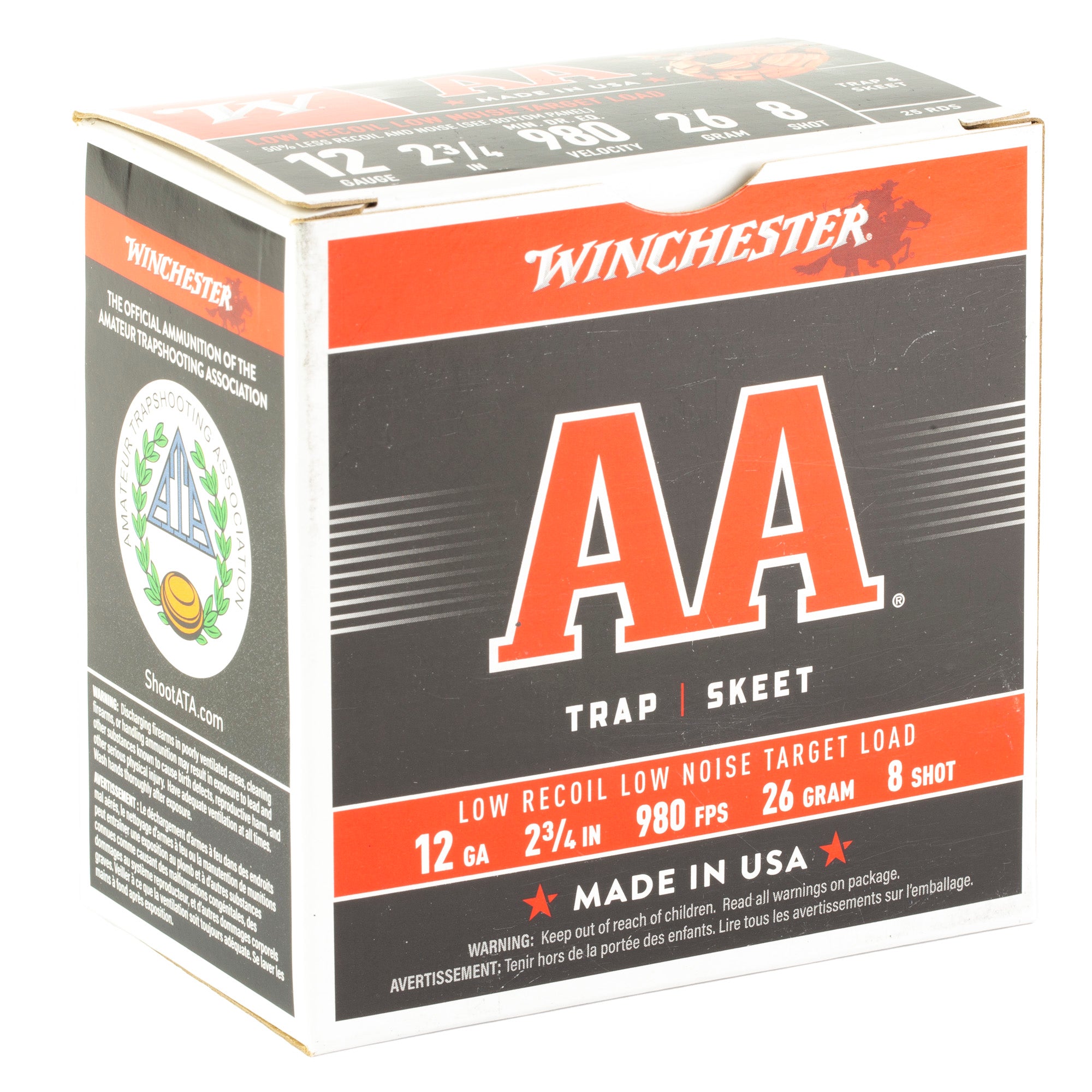 Winchester Ammunition AA 12 Gauge 2.75 inch #8 Shotshells, 25 Rounds per Box