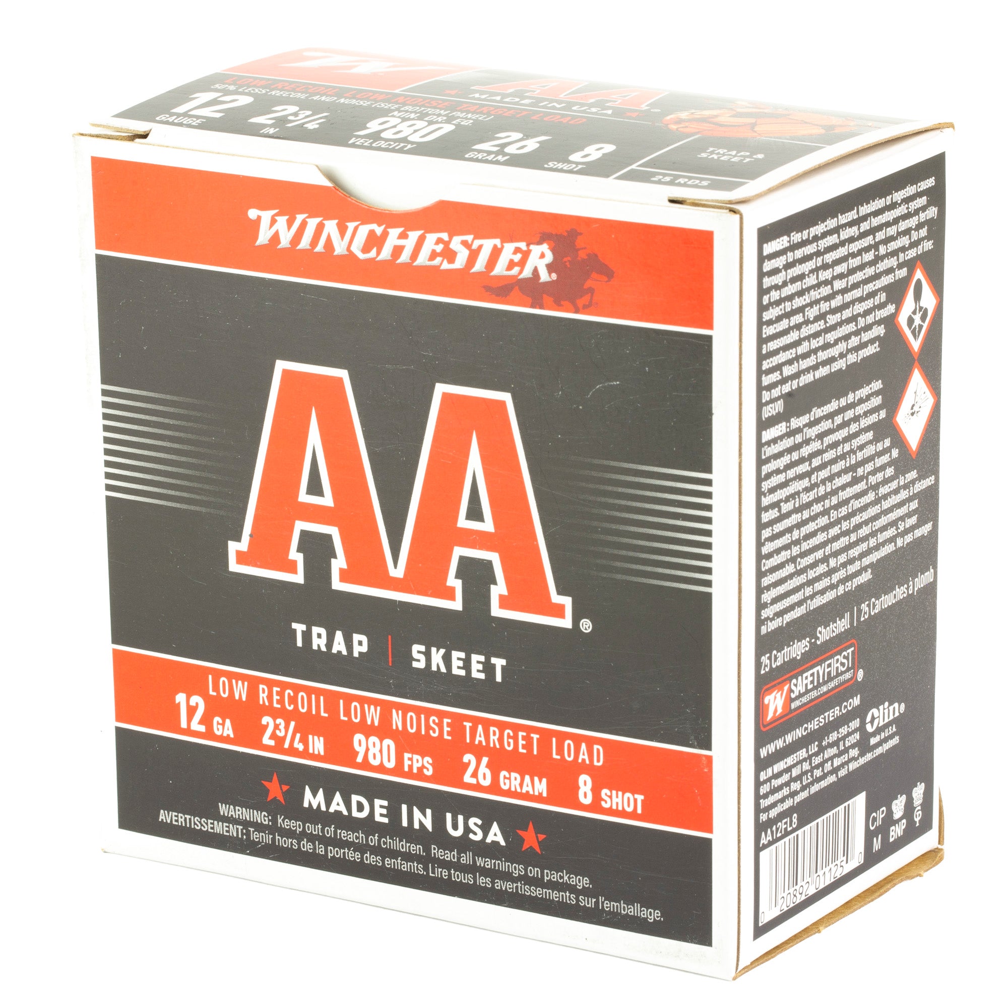 Winchester Ammunition AA 12 Gauge 2.75 inch #8 Shotshells, 25 Rounds per Box