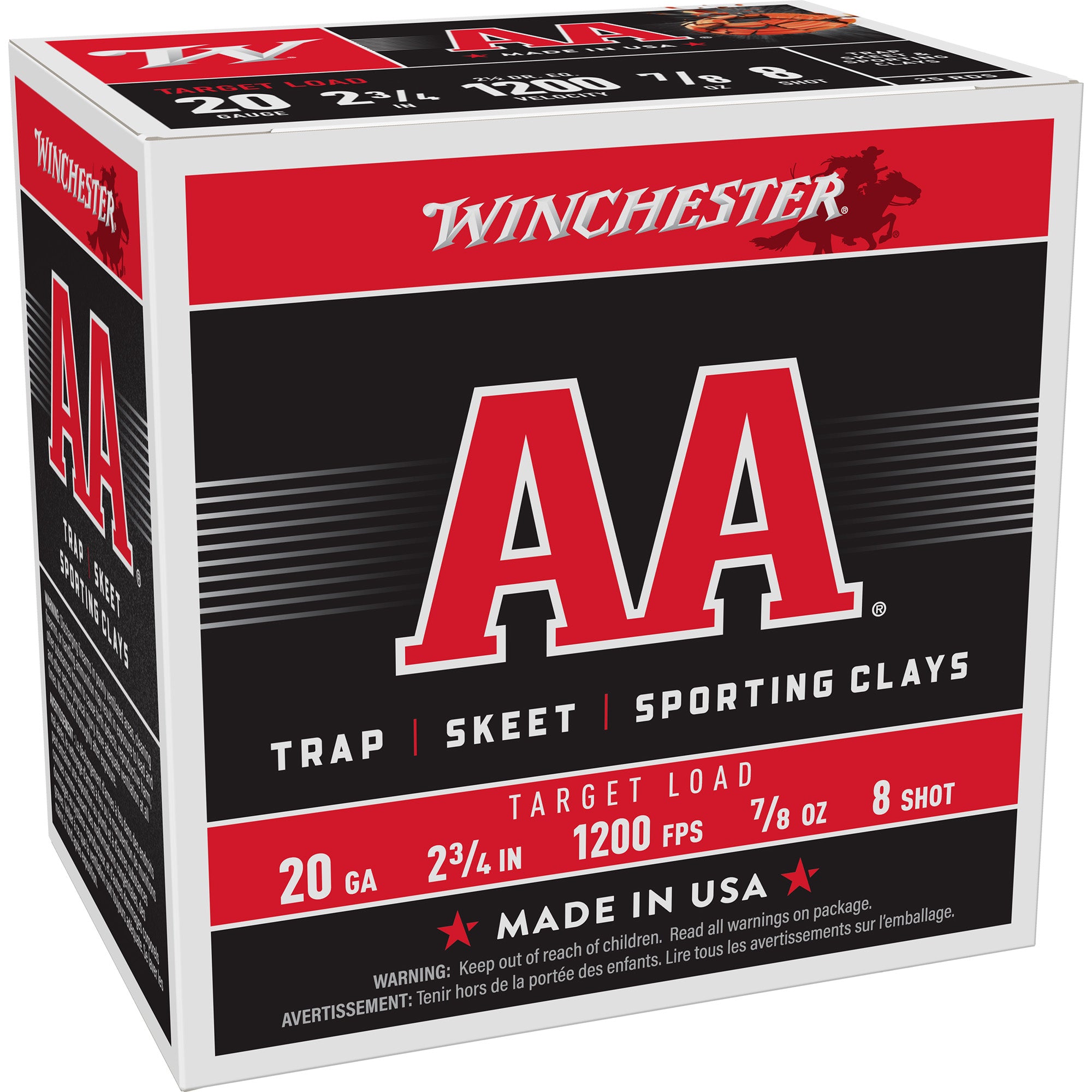 Winchester Ammunition AA Target 20 Gauge Shotshells – 2.75 Inch, #8 Shot, 0.875 oz, 25 Rounds Per Box