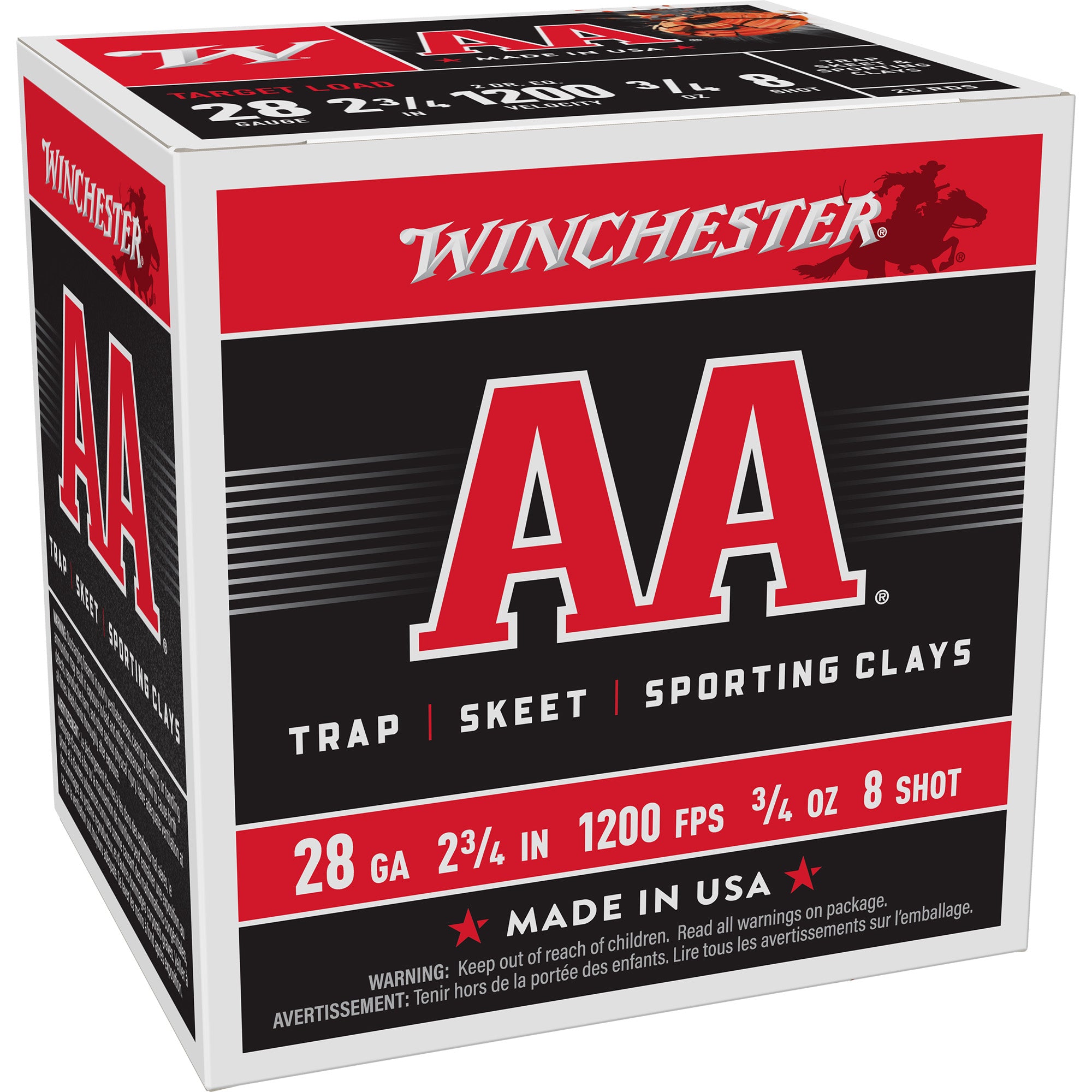 Winchester Ammunition AA Target 28 Gauge Shotshells, 3/4 oz #8, 25 Rounds per Box