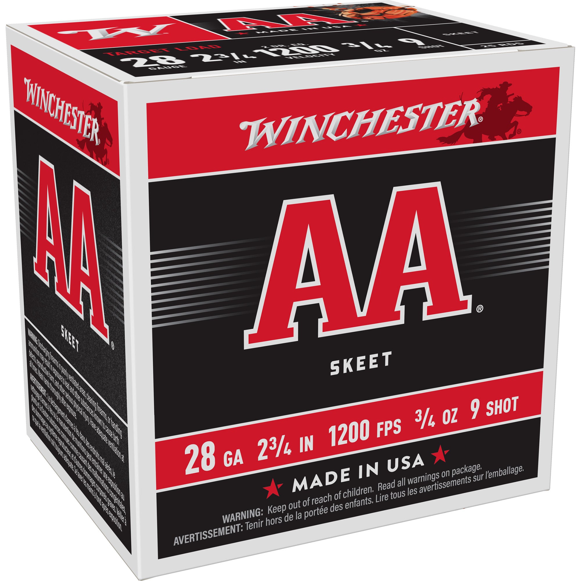 Winchester Ammunition AA Target 28 Gauge Shotshells - 3/4 oz #9, 25 Rounds per Box