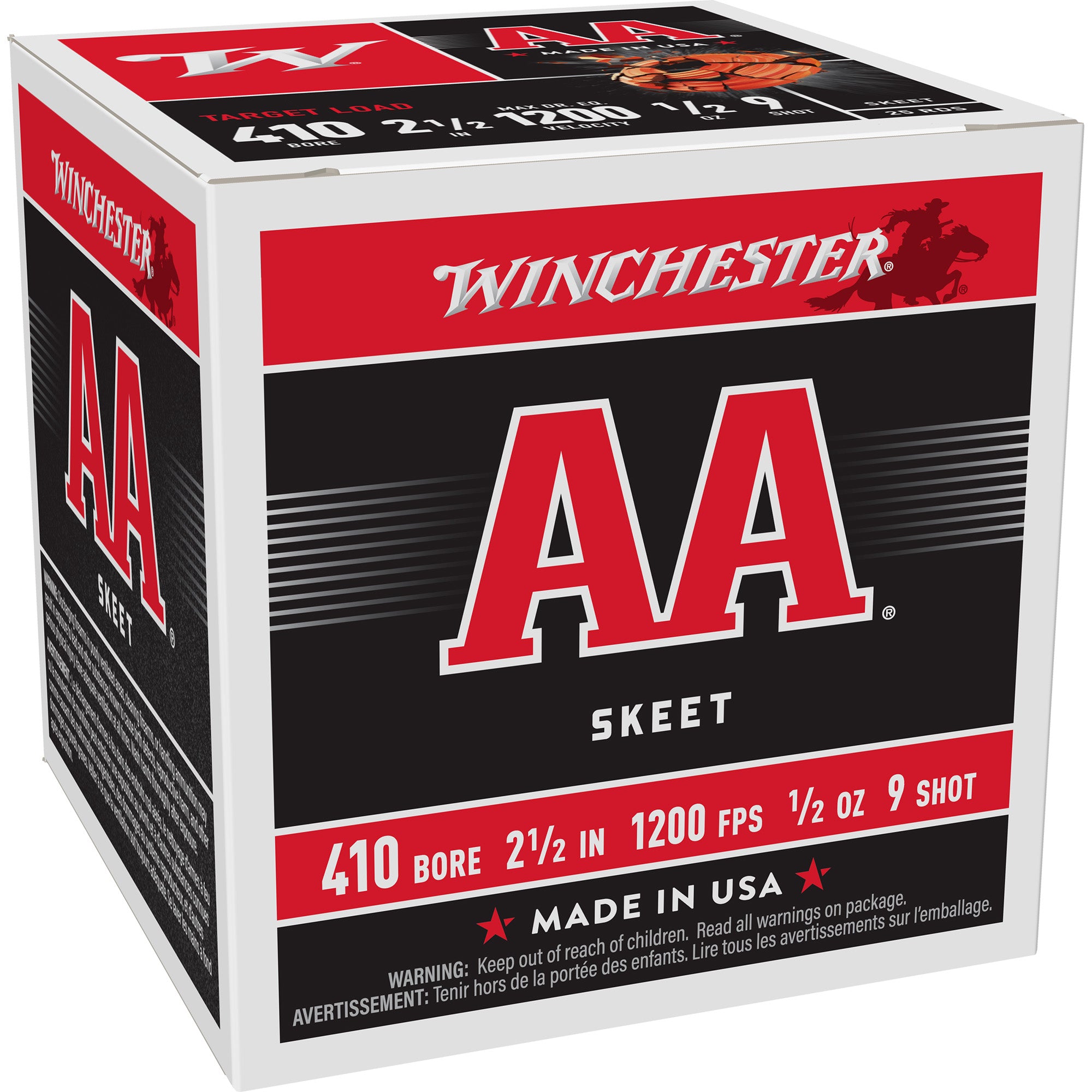 Winchester Ammunition AA Target Shotshell 410 Bore 2.5-inch, 1/2 oz #9, 25 Rounds per Box