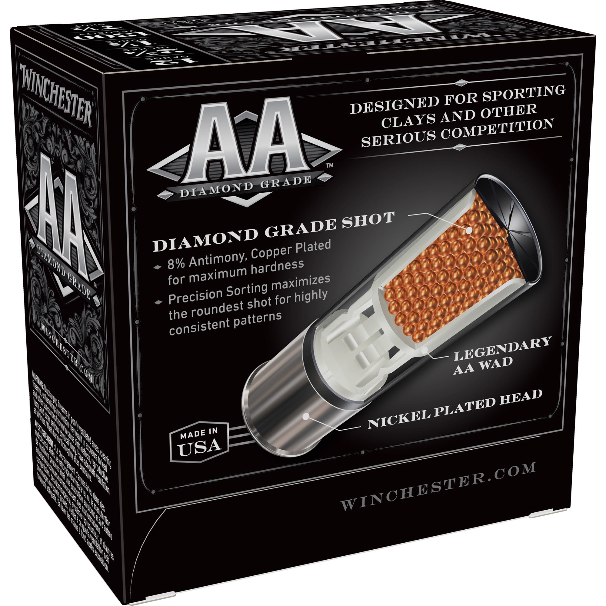 Winchester Ammunition AA Diamond Grade 12 Gauge Shotshells – 1 1/8 oz, #7.5, 25/250
