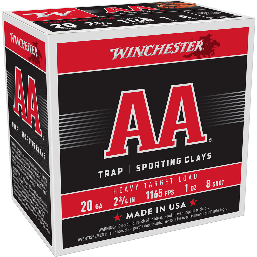 Winchester Ammunition AA Heavy Target 20 Gauge Shotshells - 1 oz #8, 2.5 Dram, 25 Rounds per Box