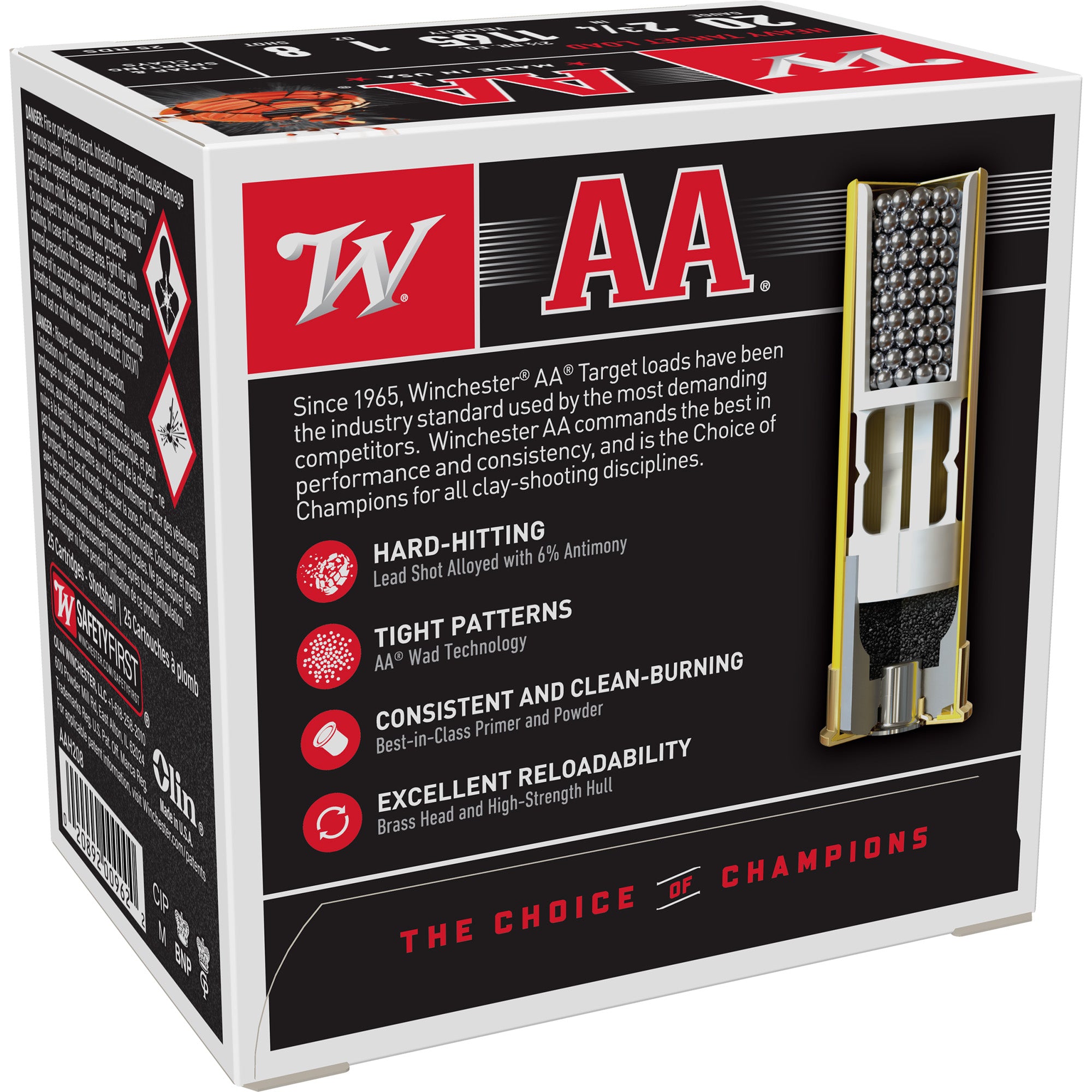 Winchester Ammunition AA Heavy Target 20 Gauge Shotshells - 1 oz #8, 2.5 Dram, 25 Rounds per Box