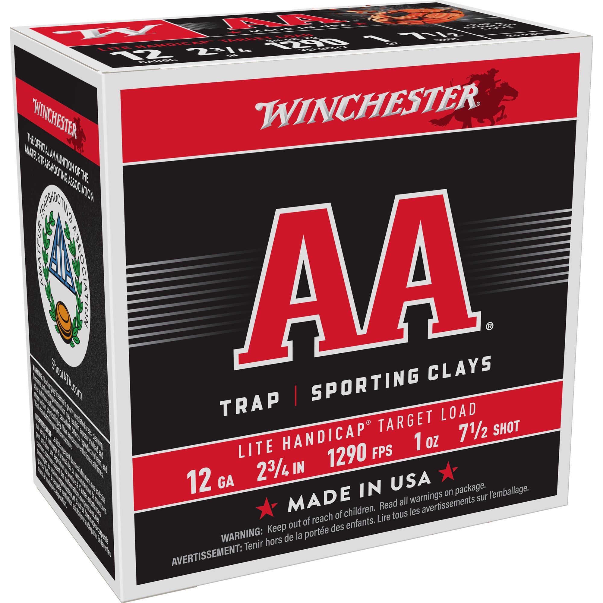 Winchester Ammunition AA Lite Handicap 12 Gauge Shotshells - 1 oz #7.5, Box of 25