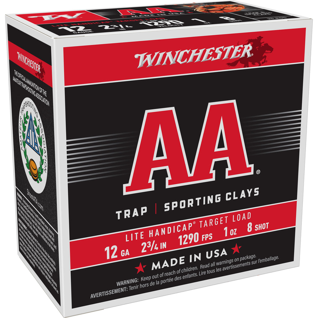 Winchester Ammunition AA Lite Handicap 12 Gauge Shotshells - 1 oz #8, 25 Rounds per Box