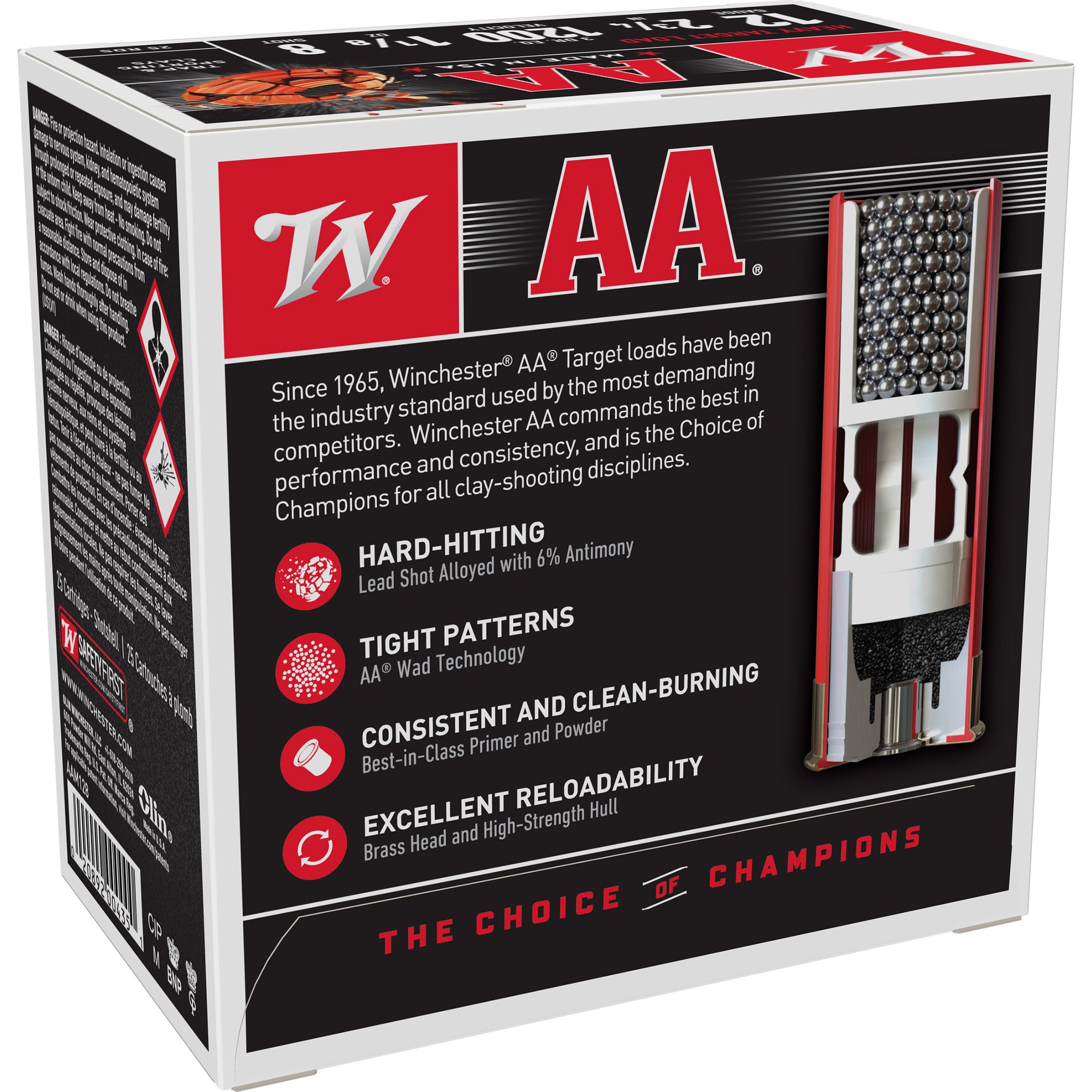 Winchester Ammunition AA Heavy Target 12 Gauge Shotgun Shells - 1 1/8 oz #8 Shot, 25 Rounds per Box