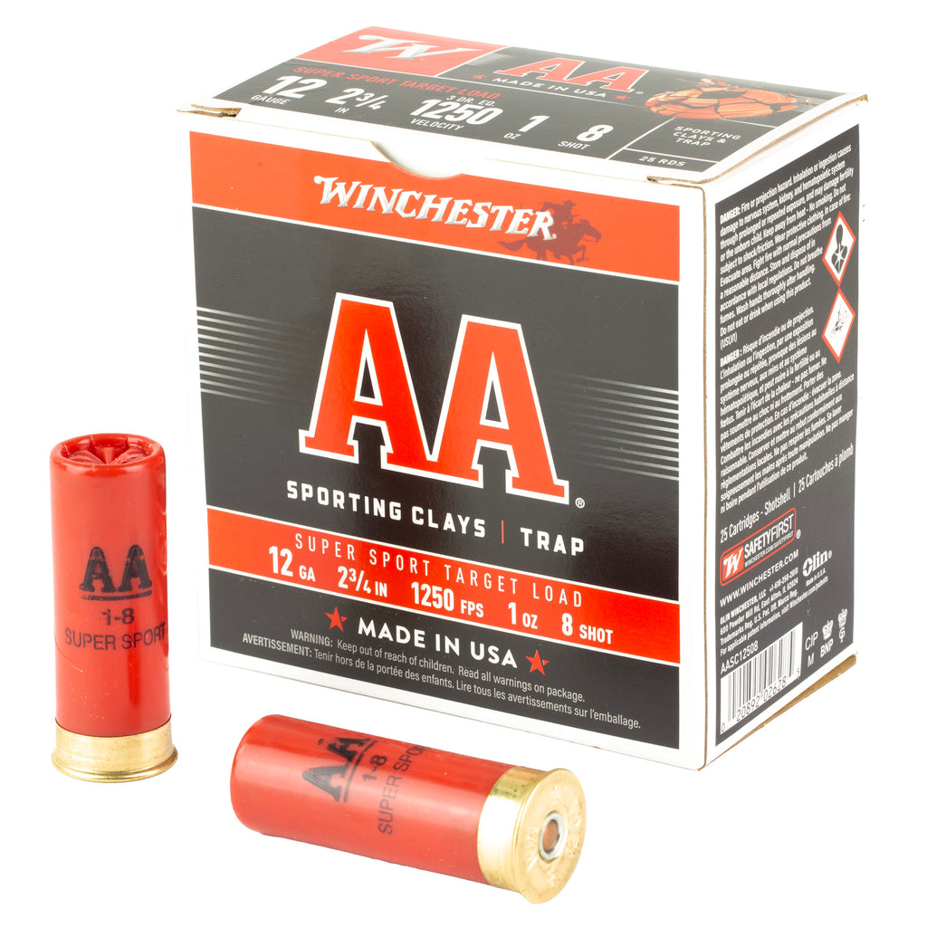 Winchester Ammunition AA Supersport Sporting Clay 12 Gauge Shotshells - 1 oz #8, Pack of 25
