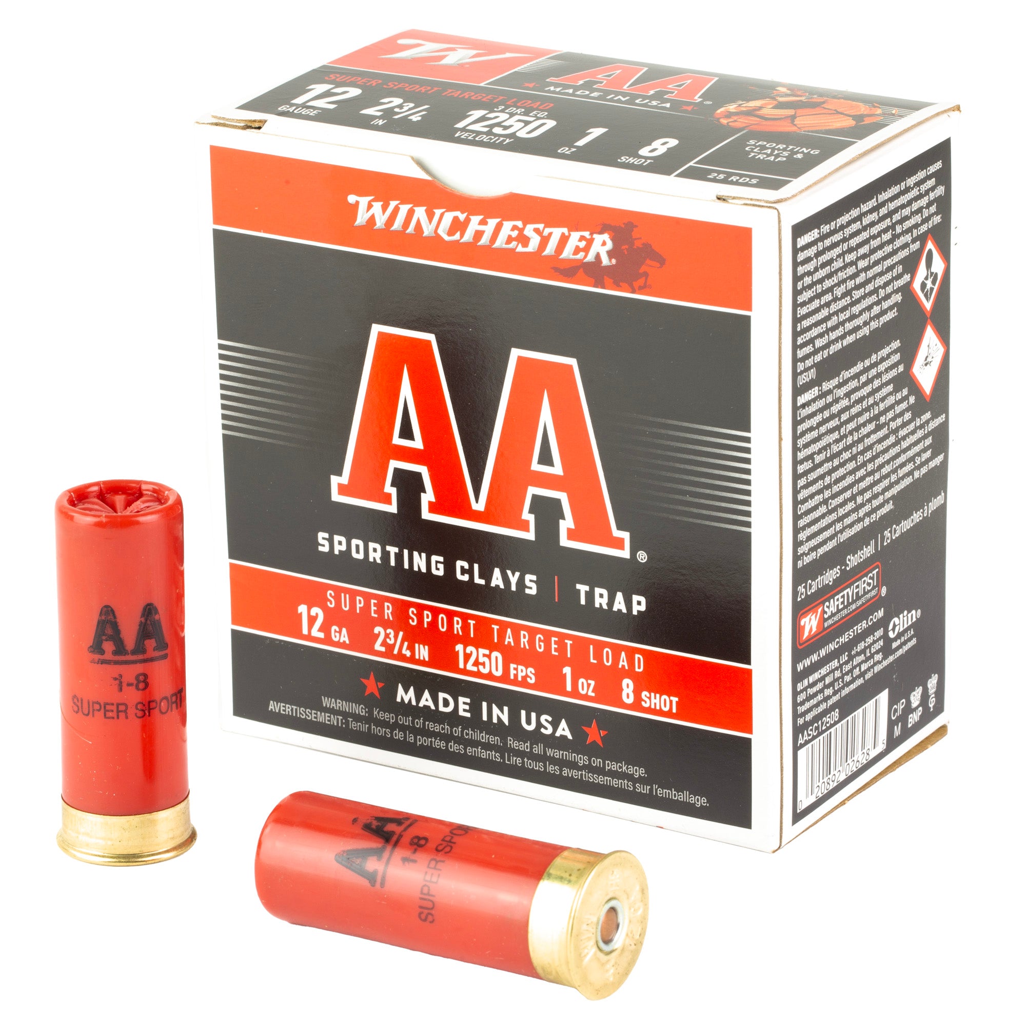 Winchester Ammunition AA Supersport Sporting Clay 12 Gauge Shotshells - 1 oz #8, Pack of 25