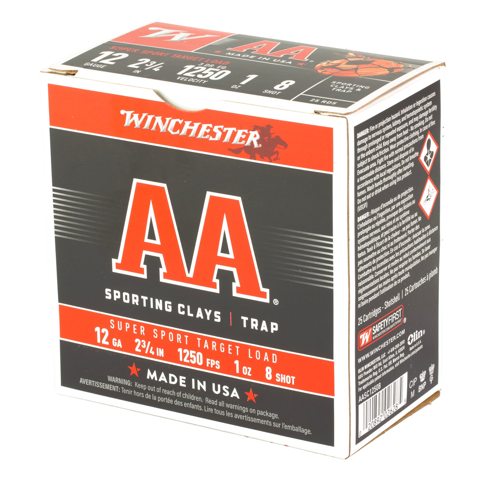 Winchester Ammunition AA Supersport Sporting Clay 12 Gauge Shotshells - 1 oz #8, Pack of 25