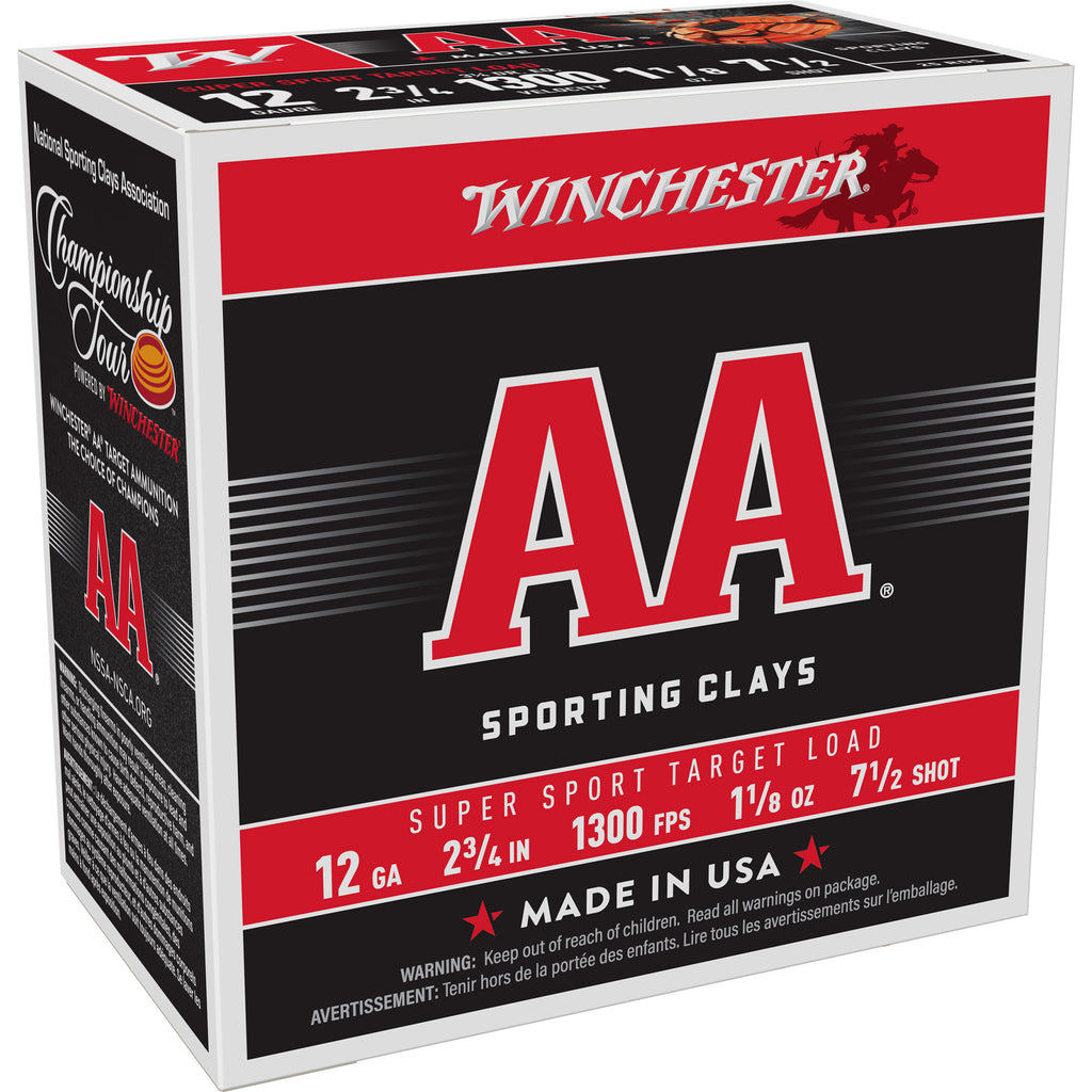 Winchester Ammunition AA Supersport Sporting Clay 12 Gauge Shotshells (1 1/8 oz, #7.5) — 25 Rounds per Box