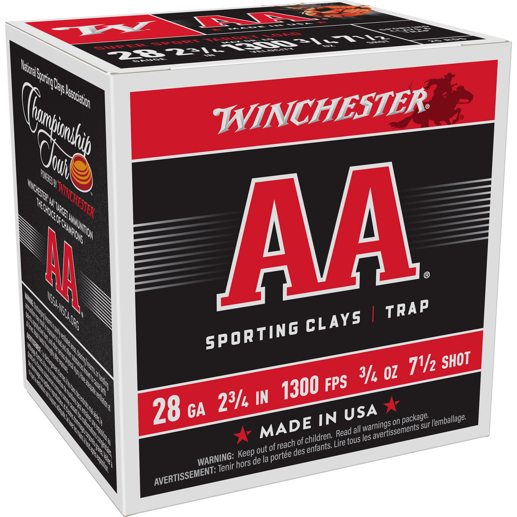 Winchester Ammunition AA Supersport Sporting Clay 28 Gauge Shotshells - 3/4 oz #7.5, 25/Box